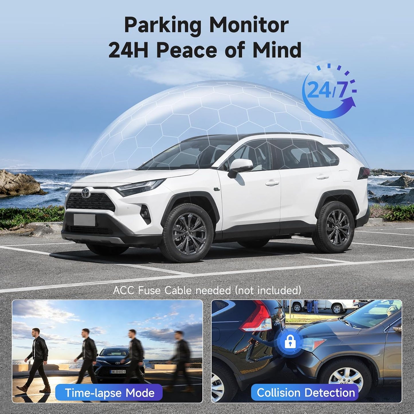 Leadfan 4K+1080P Dash Cam Front and Rear for Toyota RAV4 2022 2023 2024 2025 2026 LE Limited SE Adventure XLE Premium XSE, OEM Look, Free 128GB Card, App & WiFi, Dash Camera with Loop Recording Front 4K+1080P Rear