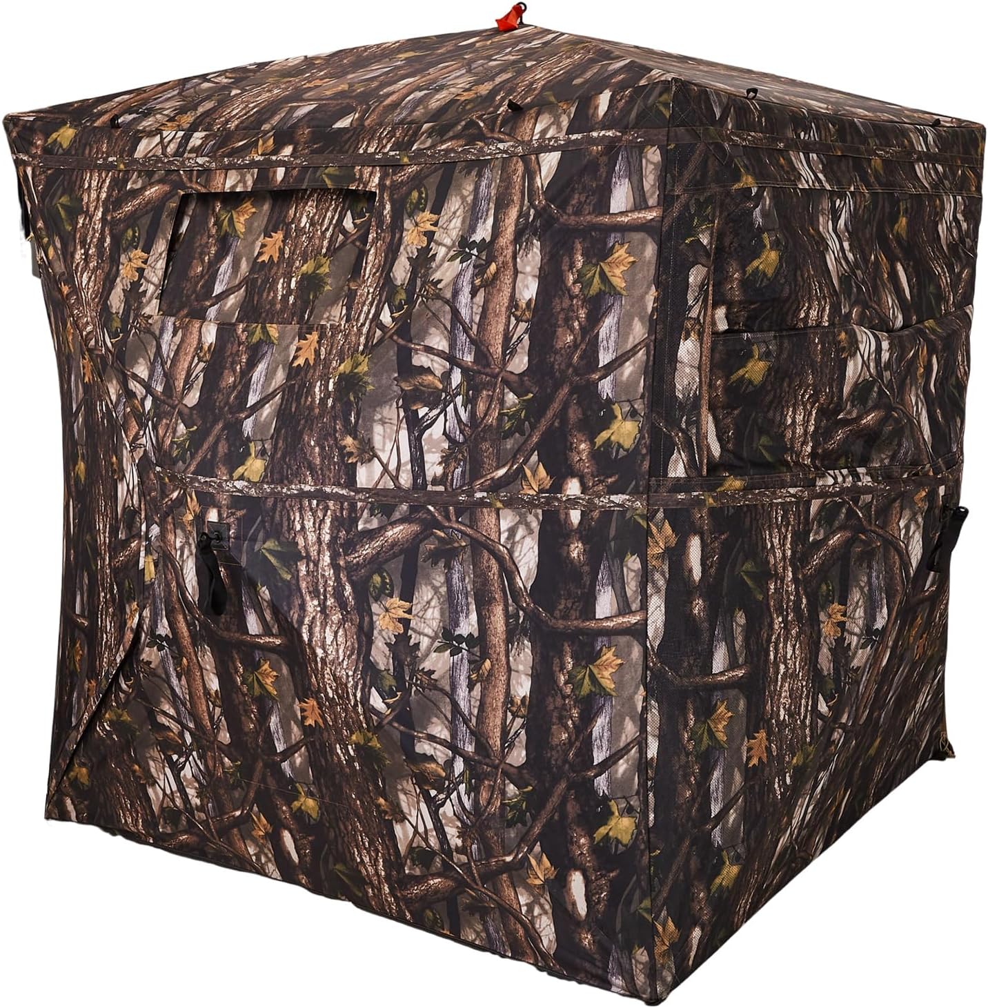 Hunting Blind 300D See Through Ground Blinds, 3-4 Person 270 Degree 2 Doors Pop Up Deer Blind Portable