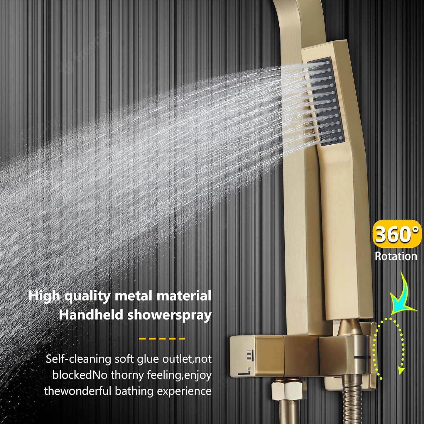 Gold Shower Faucet Set with 12 Inch Gold Shower Heads with Handheld Spray Combo and Tub Spout and Valve