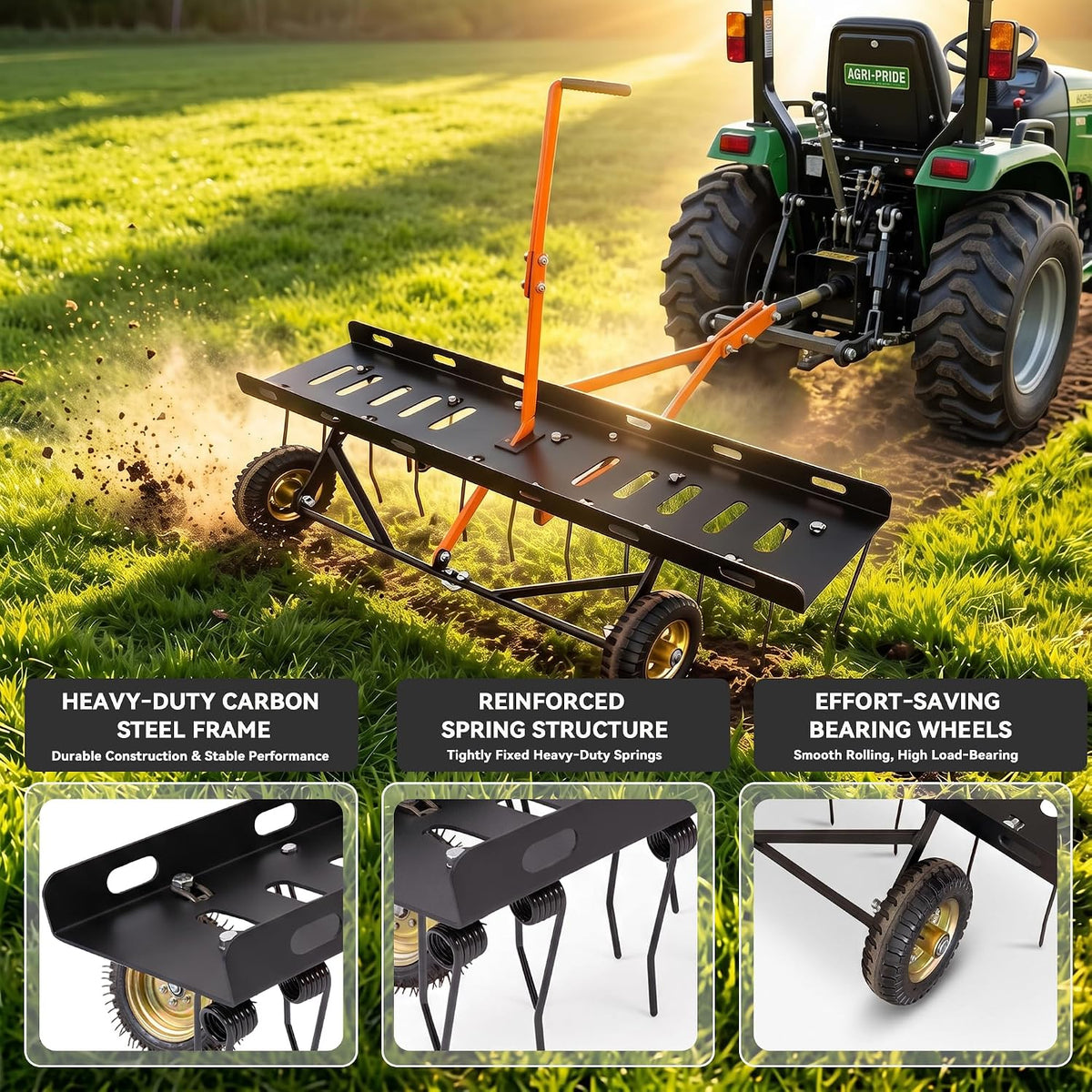 Tow Behind Dethatcher for Riding Mowers & ATVs Heavy Duty