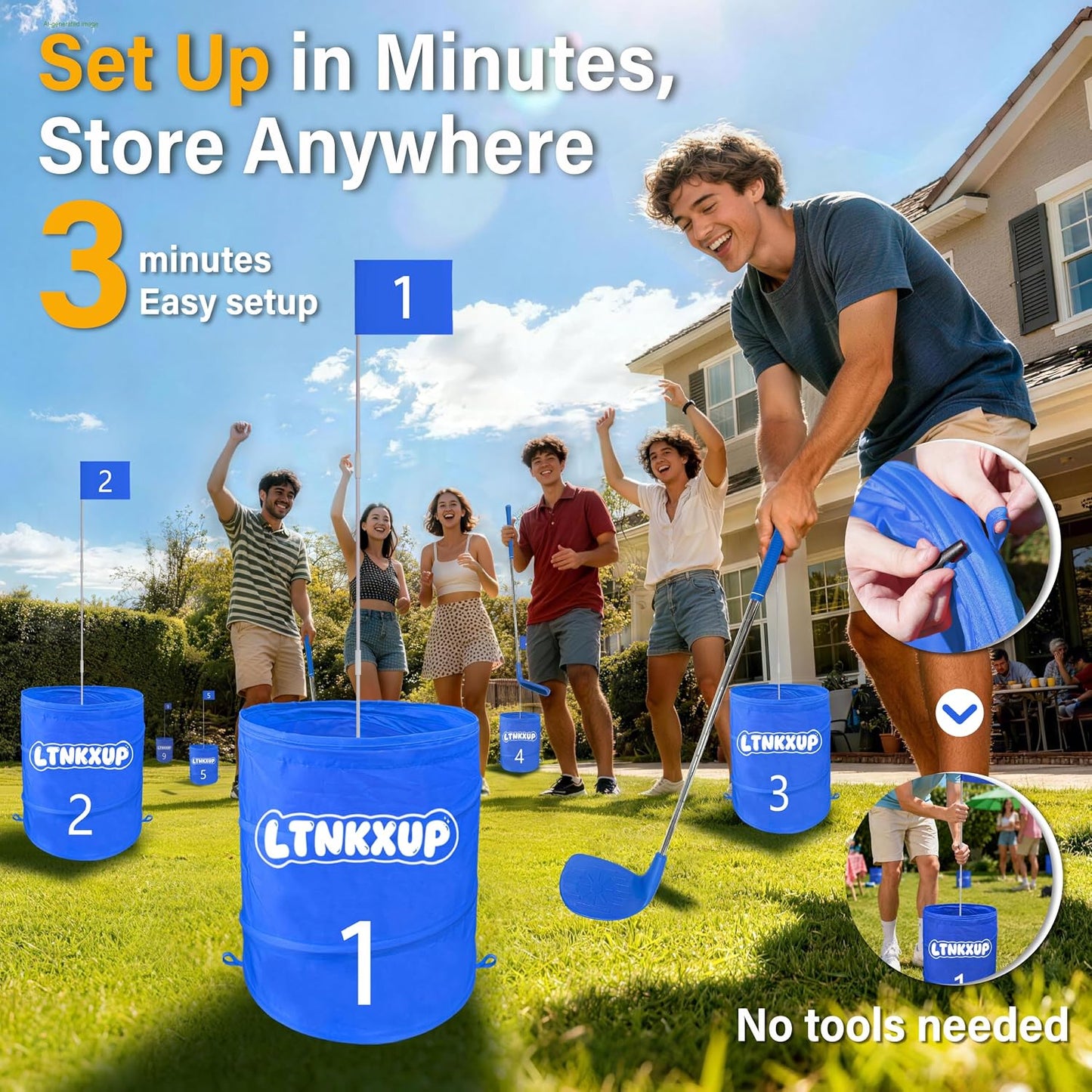 9-Hole Portable Golf Game Set with 2 Right & 1 Left Club, Carry Bag | Play Anywhere: Backyard, Park, Beach & Lawn Portable Set with Carry Bag Included|Fun for Adults, Beginners & Families