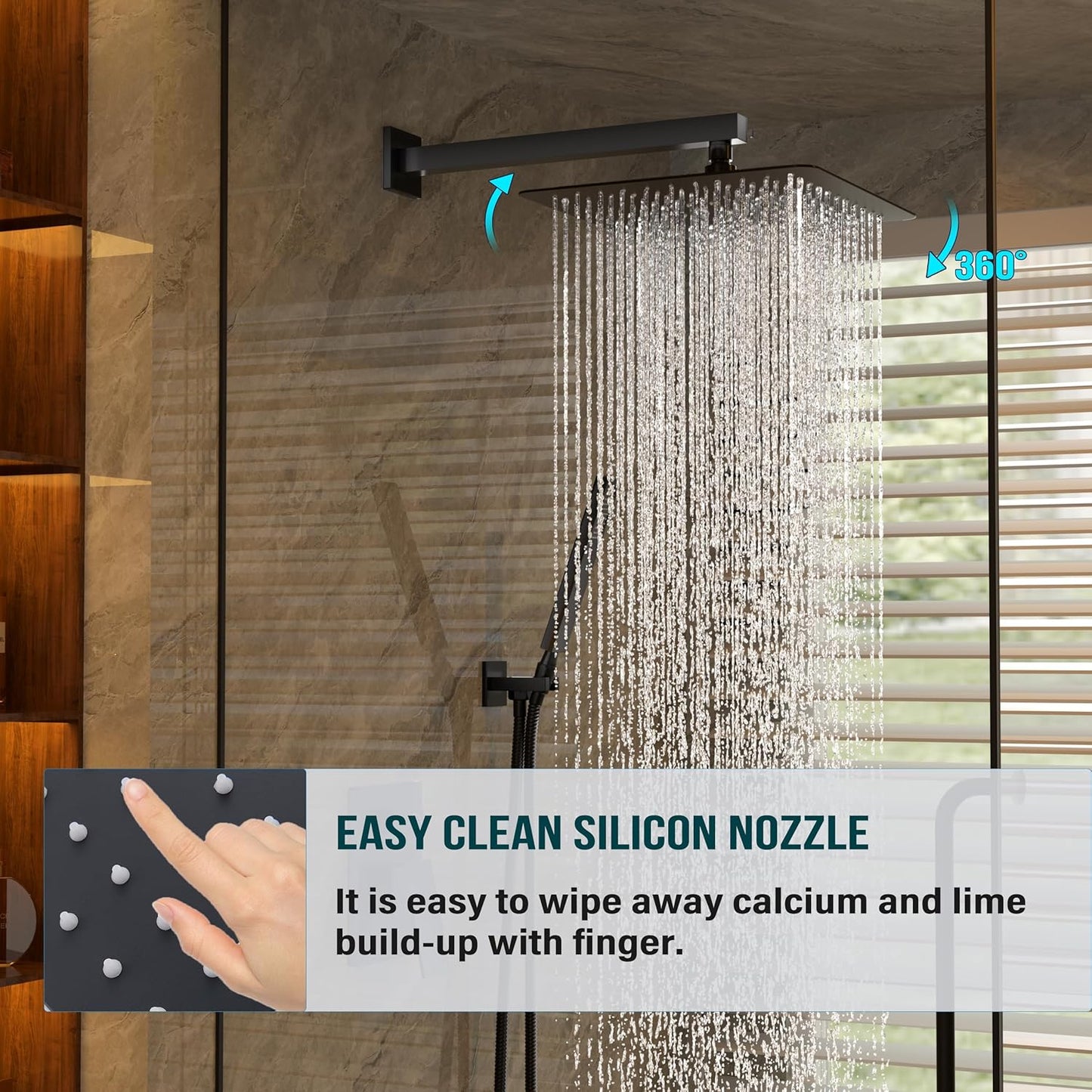 Shower Head with Handheld, Alesco Black Shower System with 10-Inch Rainfall Shower Head and High Pressure Handheld Spray, Shower Faucet Set Include