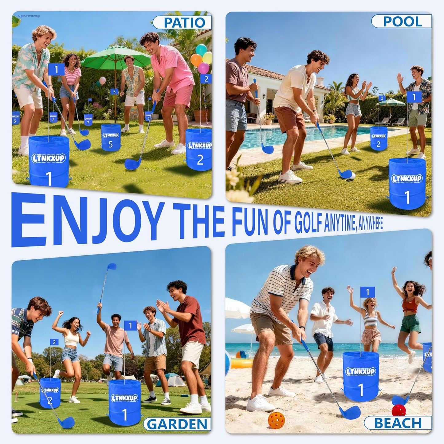 9-Hole Portable Golf Game Set with 2 Right & 1 Left Club, Carry Bag | Play Anywhere: Backyard, Park, Beach & Lawn Portable Set with Carry Bag Included|Fun for Adults, Beginners & Families