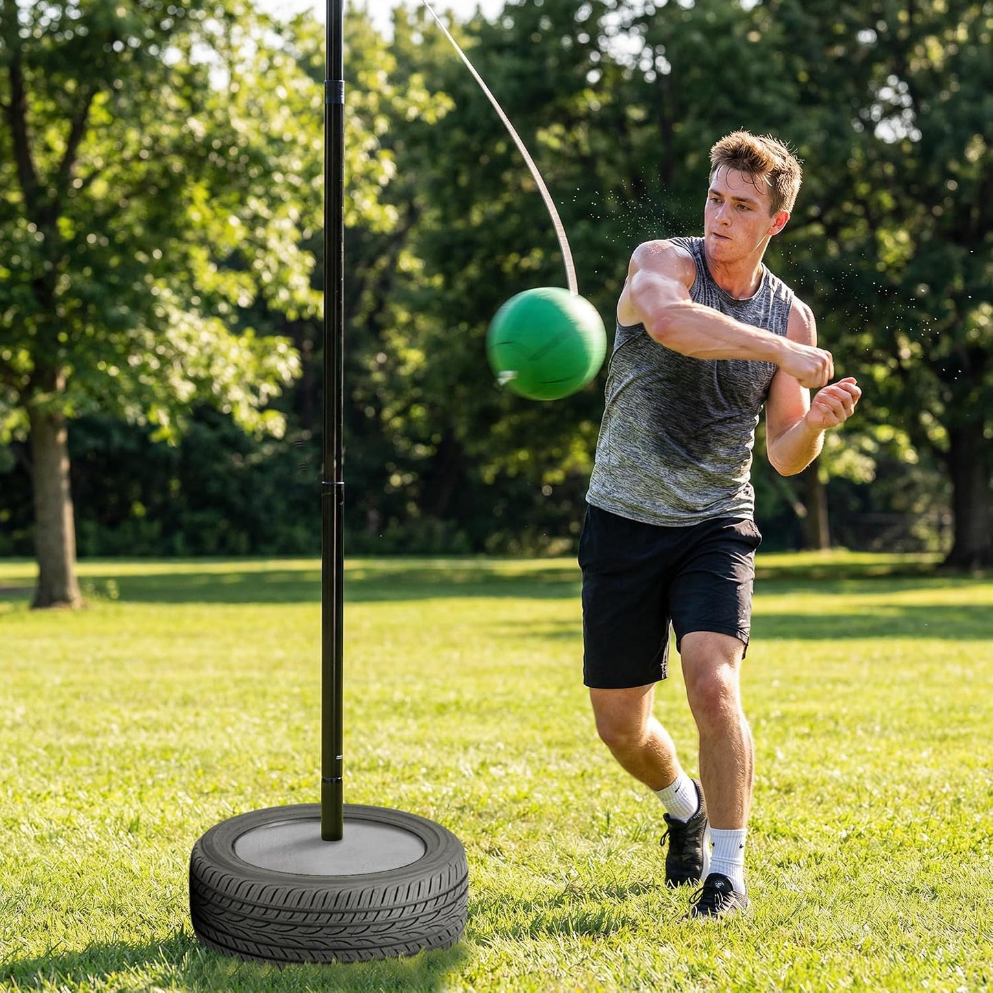 MR Tetherball Set,Tetherball Ball and Rope Set with Pole 10.43ft Height Heavy Duty，Backyard for Outdoor Games and Lawn Games