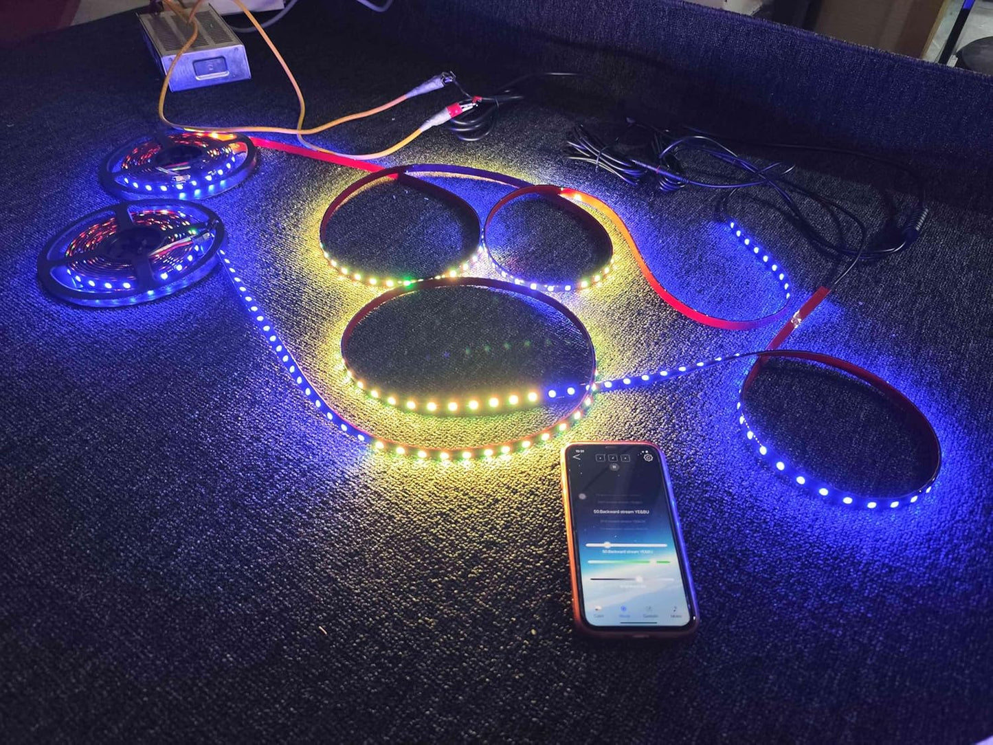 Vehicle Lighting, 6PCS 4FT 48" 1.2Meters Single Row Tinted, Multi-Color LED Addressable Light Strips APP Remote for Car Truck Underbody Fender Grill Slingshot Rear Lighting