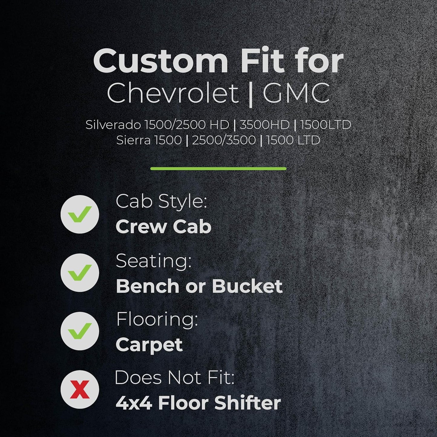 Smart Choice Car Floor Mats Custom fit for 2019-2026 Chevrolet Silverado/2019-2026 GMC Sierra - Made in USA - Black - Full Set 1st & 2nd Row