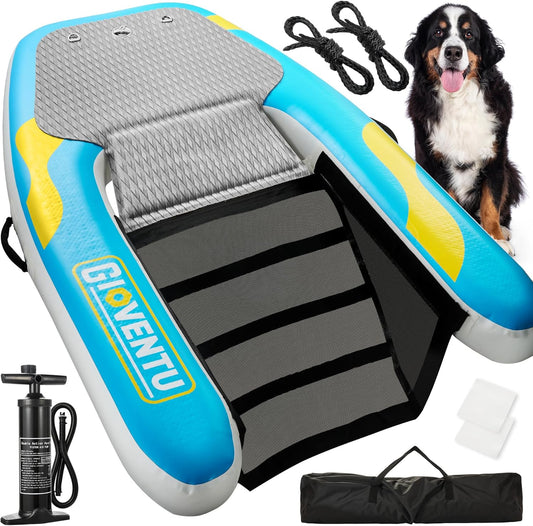 Dog Pool Ramp, Dog Boat Ramp Extra Large 62x40 Non-Slip EVA Inflatable Dog Float Floating Ramp Ladder for Pools Boats Docks, Safe & Easy Water Access