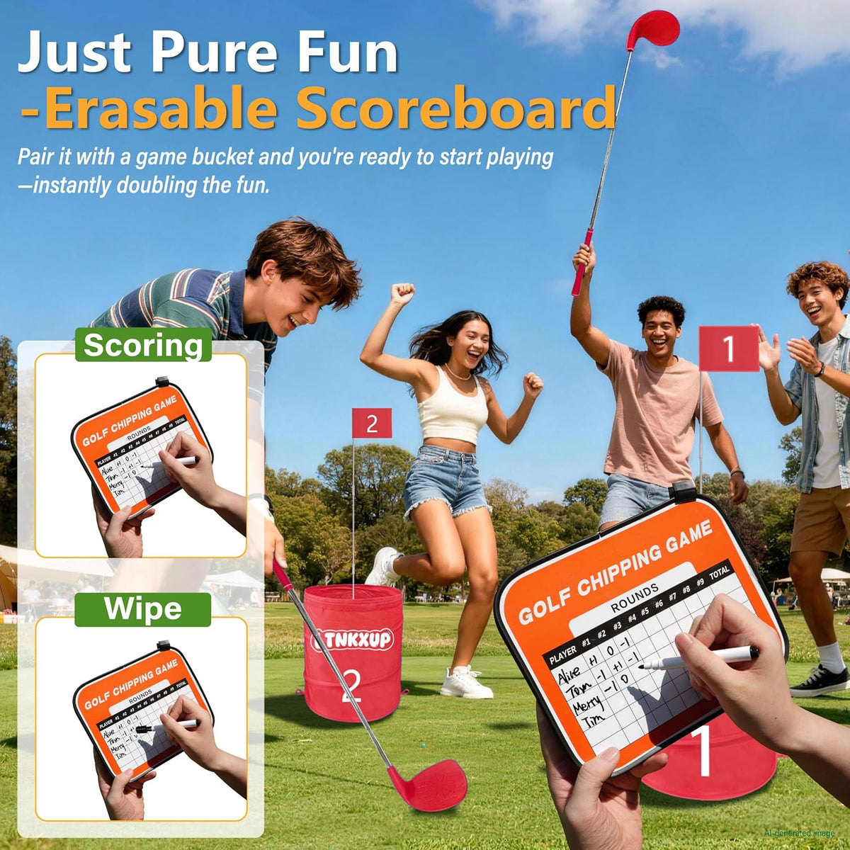 6-Hole Portable Golf Game Set with 3 Right Clubs, Carry Bag