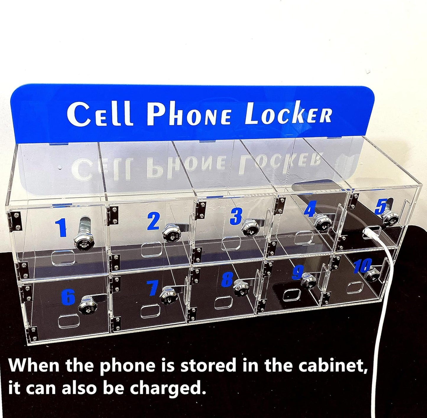 Classroom Cell Phone Holder for Students -Phone Jail with Metal Hinges-Secure Cell Phone Lock Box with Lock - Perfect for Office Classroom Use