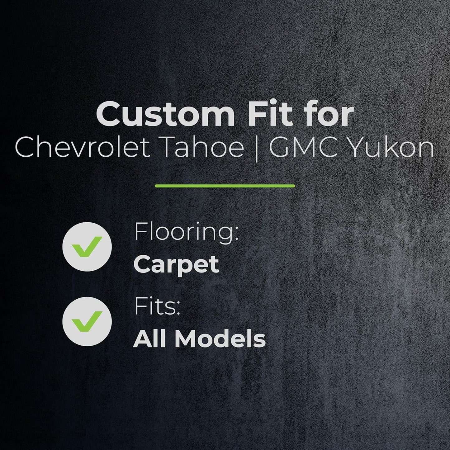 Car Floor Mat Custom fit for 2015-2020 Chevrolet Tahoe/2015-2020 GMC Yukon - Made in USA - Black - Full Set 1st, 2nd & 3rd Row