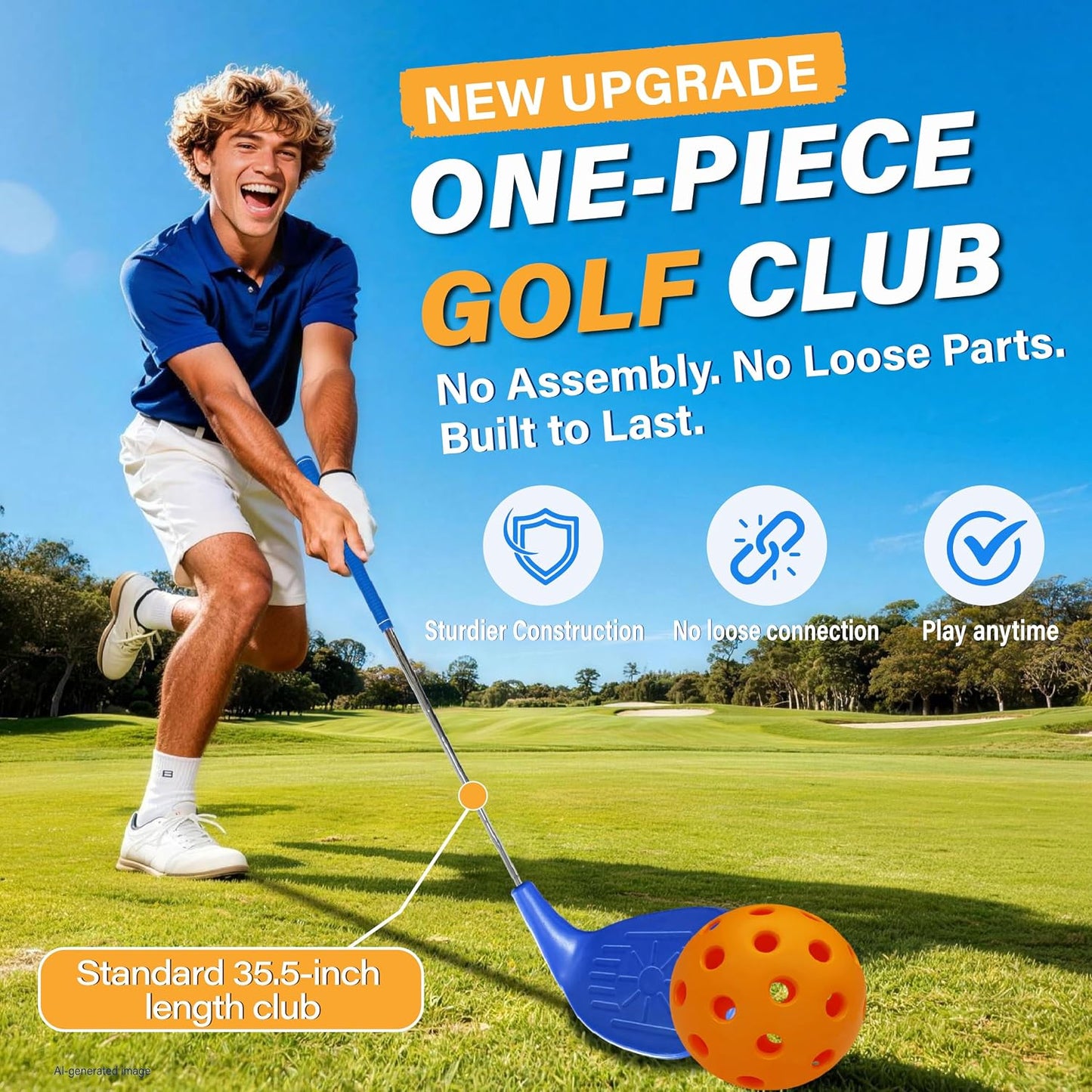 Backyard Golf Game Set, 9 Hole Lawn Golf with Clubs(4R1L) & Carry Bag | 35.5" One-Piece Clubs, Multi-Surface Play: Outdoor, Lawn, Park, Beach, Yard. Golf Fun for Adults, Amateur & Family