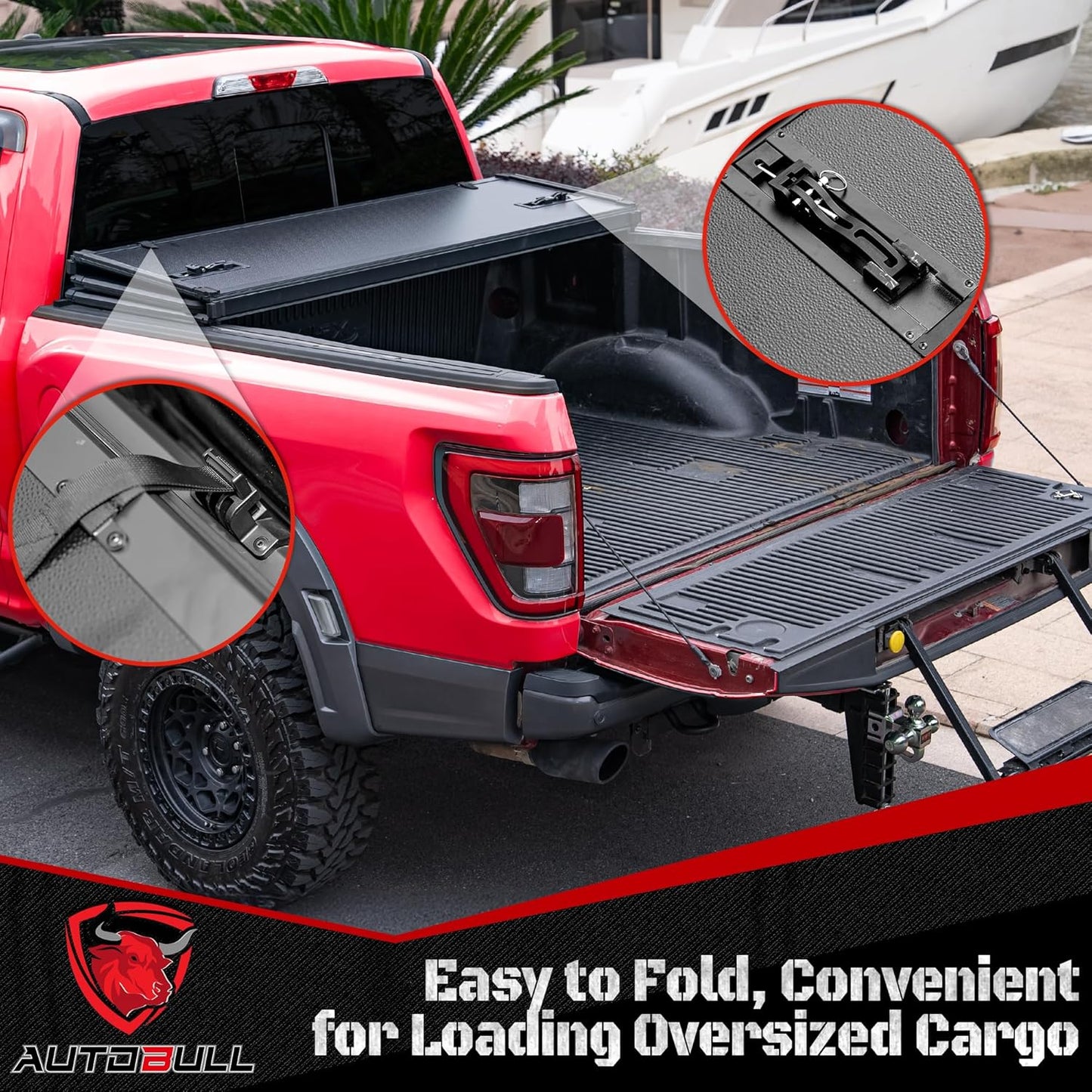 Hard Top Tri Fold tonneau Cover Compatible with 2022-2024 Toyota Tundra 6.5ft Bed, Alloy Steel and Fiberglass Made (2007-2021, 67)