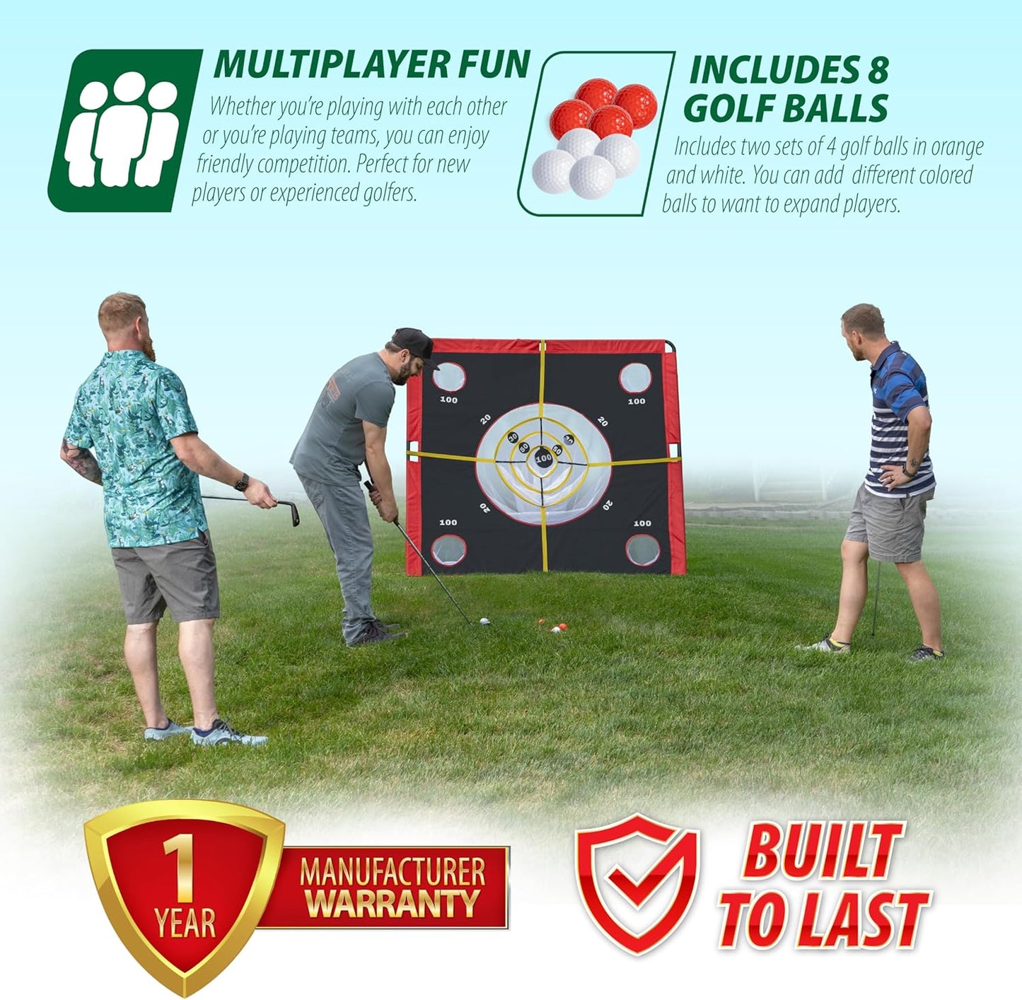 ChipShot Challenge - Backyard Chip Shot Challenge with Scoring Net – Outdoor Golf Practice & Party Game