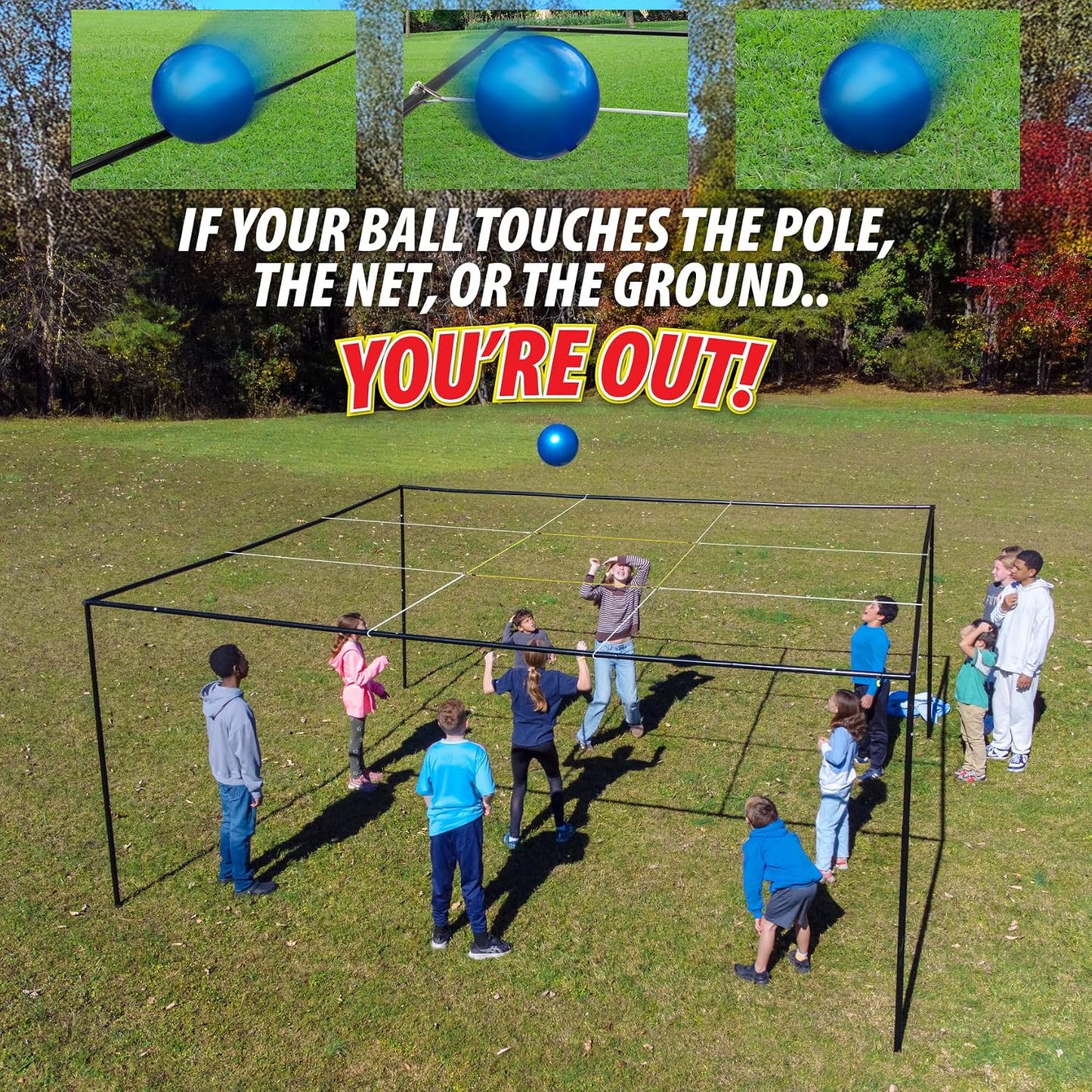 Anything Sports 9-Frame Volleyball Giant Outdoor Grid Game Set | Backyard & Lawn Use, Kids, Teens & Adults, Giant Size, Yard Game, 9-Frame Design