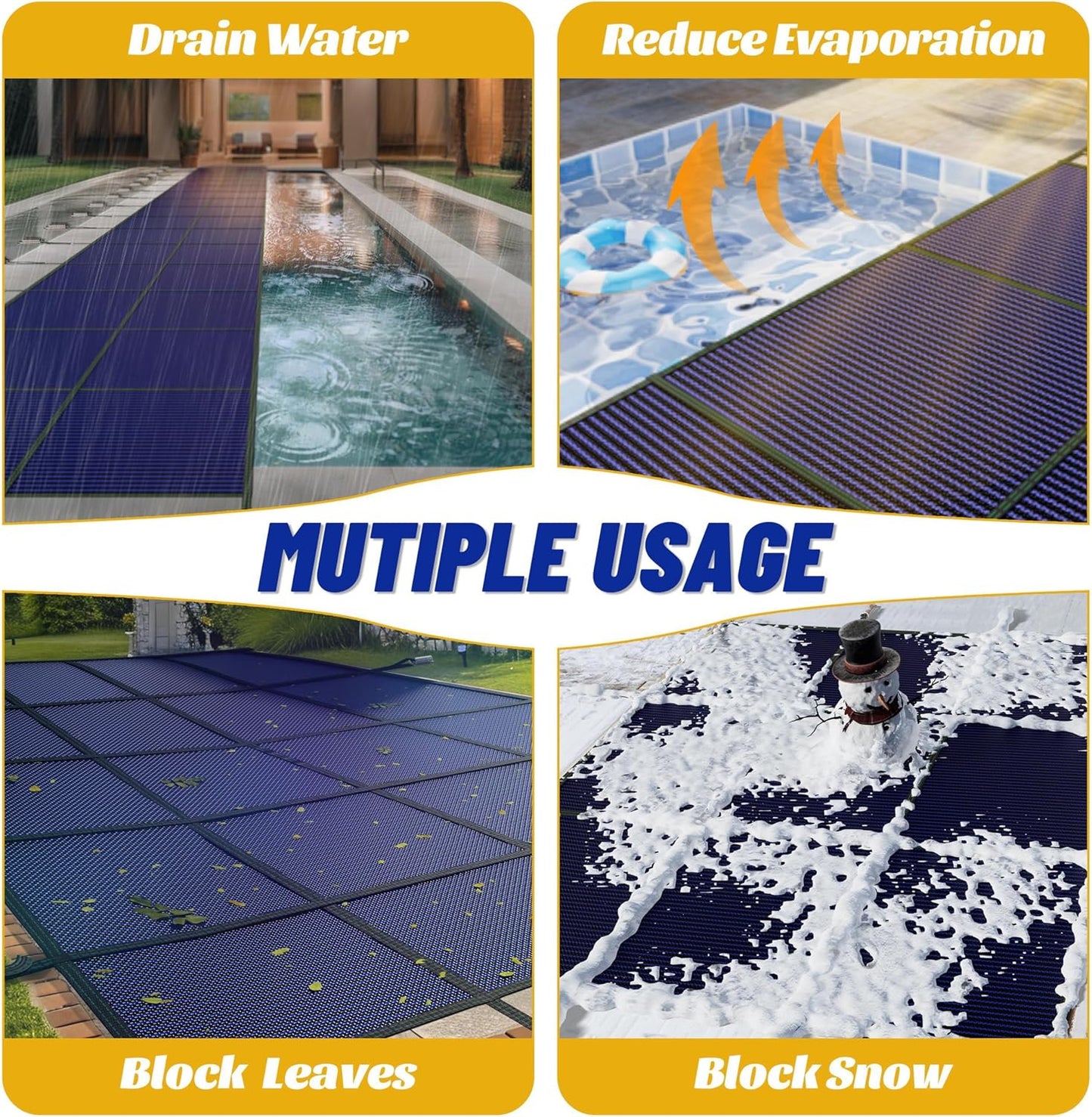 16'x 32' Rectangle Blue Winter Pool Cover - Safety Heavy Duty, Waterproof, UV Resistant Design with Easy In