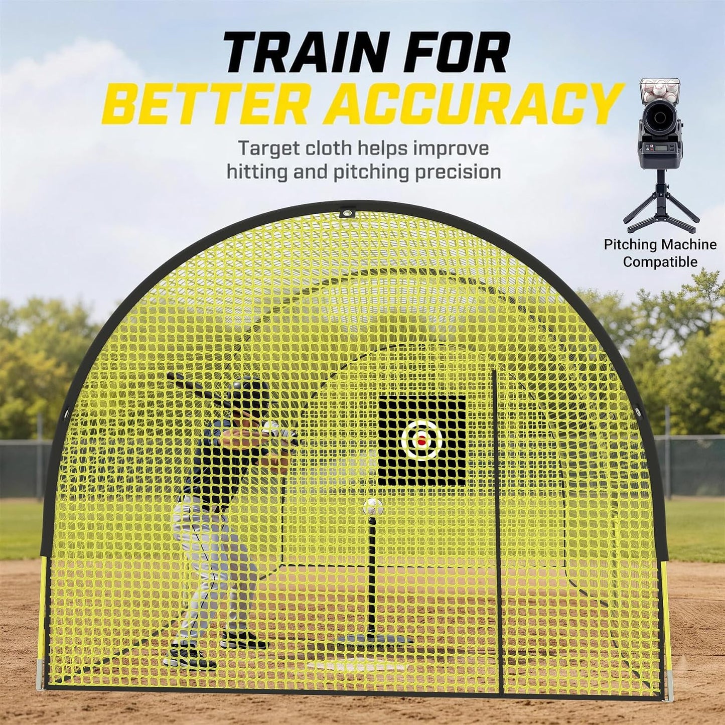 Baseball Batting Cage, 22 FT/30 FT Batting Cages for Backyard | Impact & Weather Resistant 5-Ply Net, Portable Carry Bag, Pitching Machine Compatible, Backyard, Field, Training Facility Use 22 x 12 x 8 FT