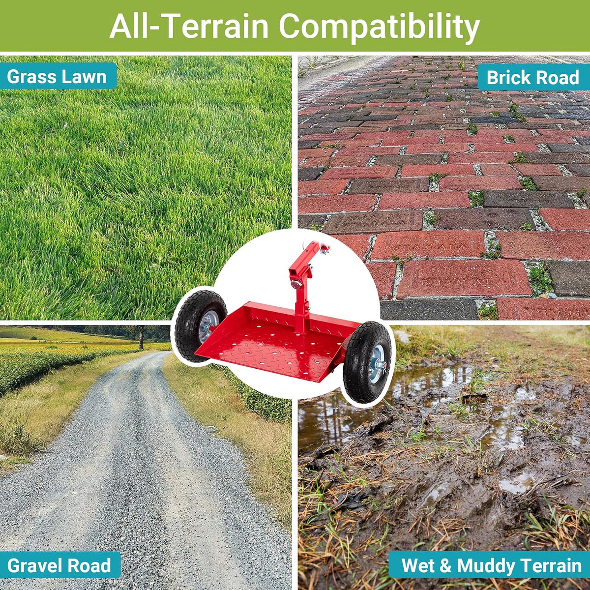 Updated Lawn Mower Wheels Sulky, Red Walk Behind Mower-Sulky