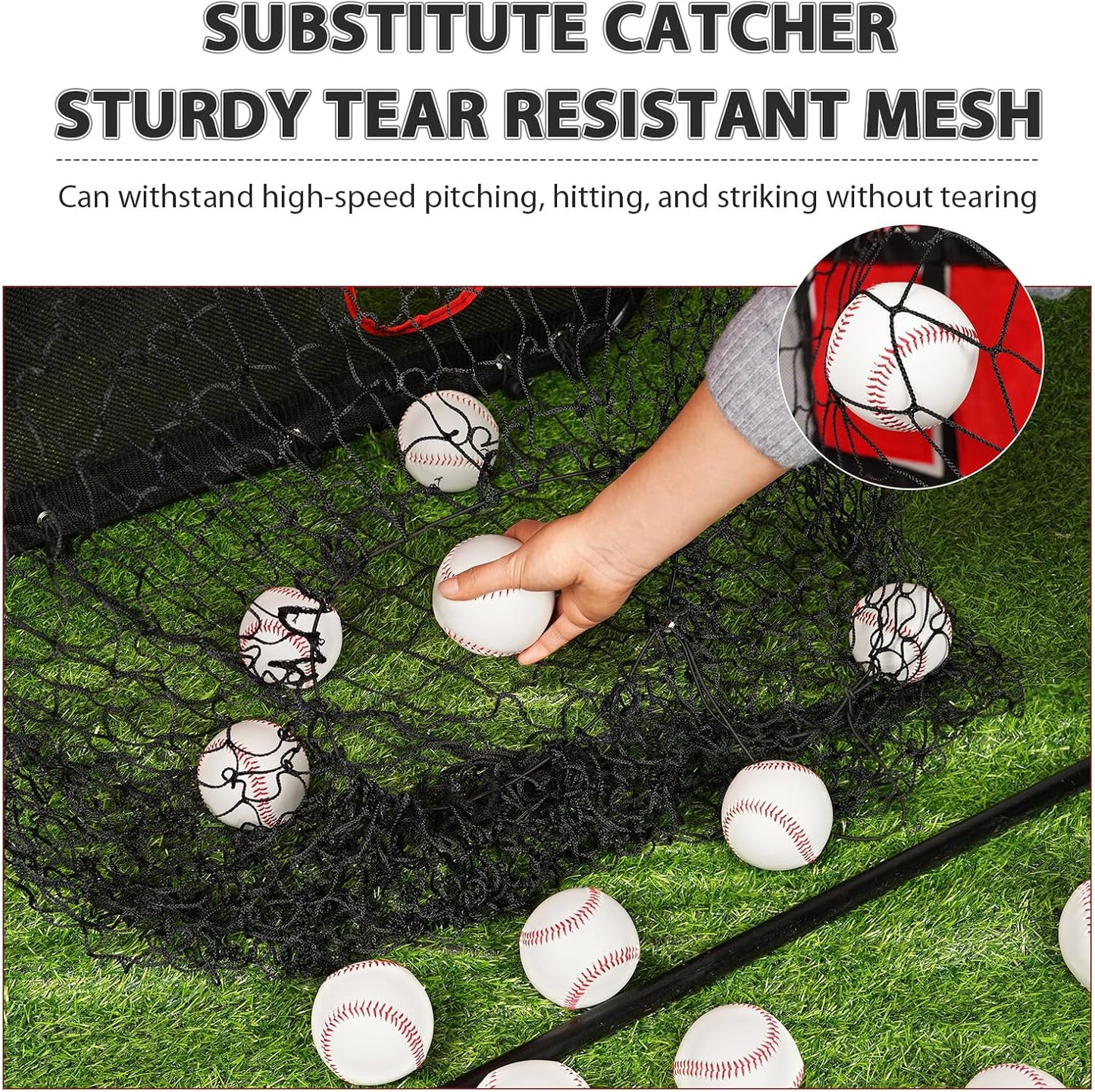 Baseball Pitching Net with Strike Zone, Portable Baseball Softball Net for Batting Pitching Hitting