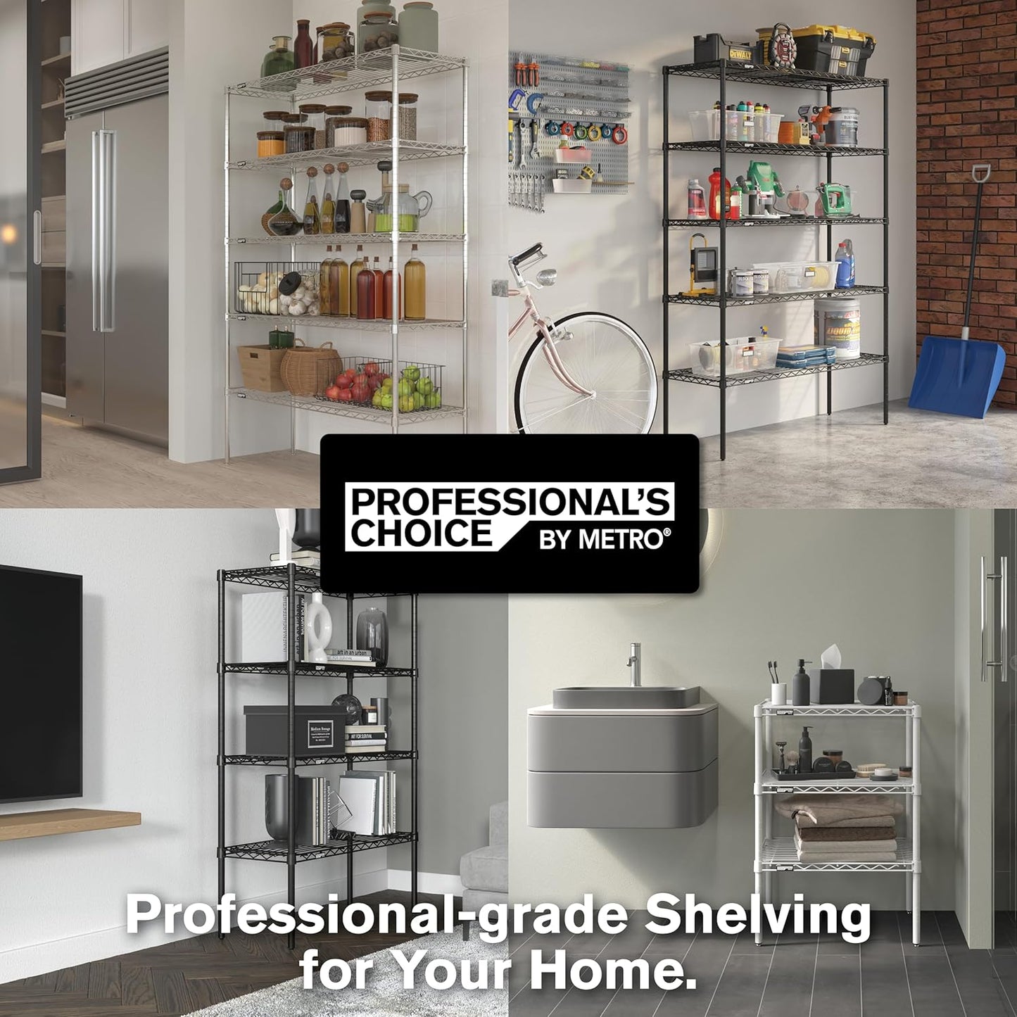 Professional's Choice Commercial-Grade NSF Shelving Unit - Multipurpose Adjustable Wire Shelf for Home, Garage, Kitchen and More - 4 Shelve