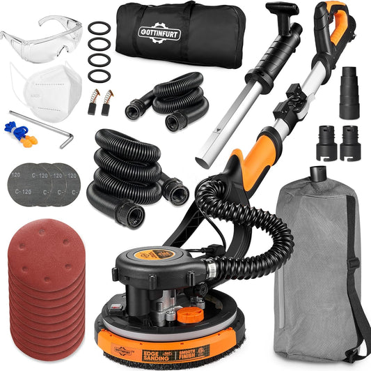 Drywall Sander, 780W Electric Power Drywall Sander with Vacuum, Dry Wall Sander with Extendable Handle, 7 Variable Speed 900-1800RPM, 26' Power Cord,