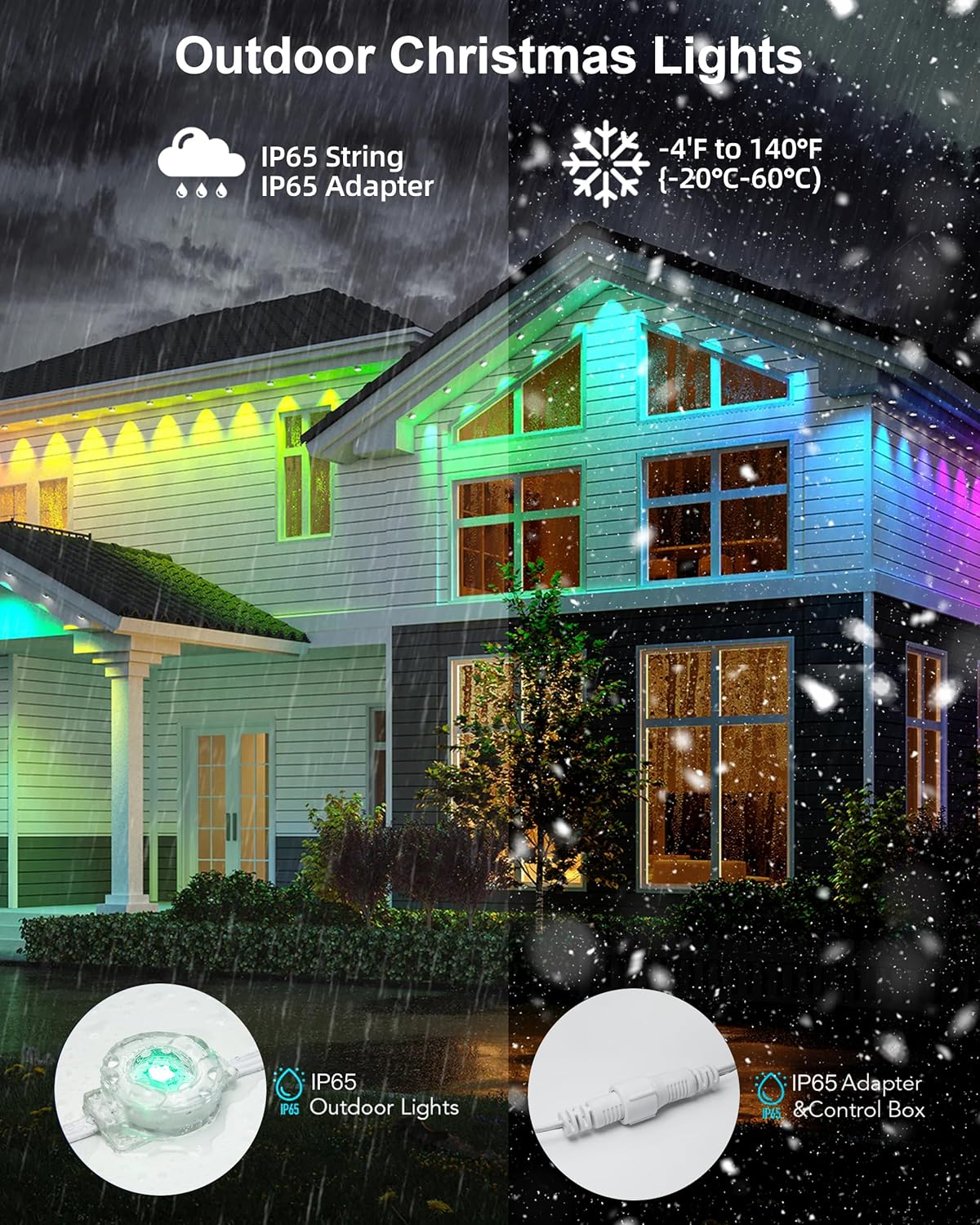 Permanent Outdoor Lights, 111ft with Smart 72 LED Lights with App Control, DIY Scene Modes IP65 Waterproof Christmas Outdoor Lights for Outside