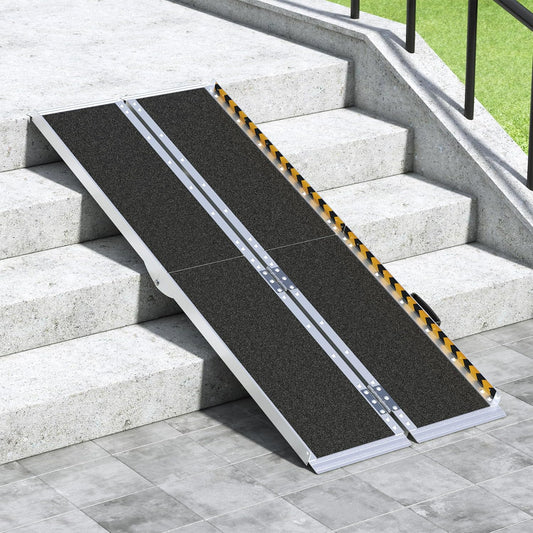 Houseables Wheelchair Ramp, Portable Ramps for Steps, 6FT, Aluminum, Non Slip, Foldable, Handicap Stairs Threshold, Removable Stair Entry, Wheel