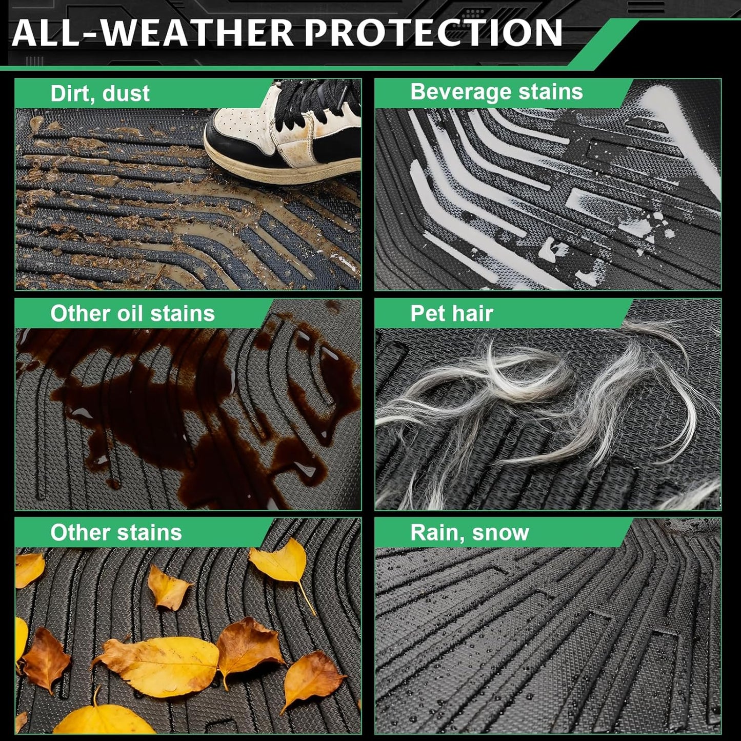 Floor Mats for Toyota Grand Highlander 2024 2025 2026,7 Seat, Hybrid & Gas, Custom Fit Grand Highlander Floor Mats, TPE All Weather 1st & 2nd & 3rd Row & Cargo Liner & Seatback Mat