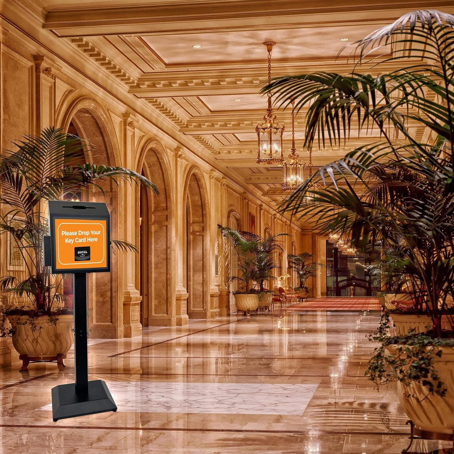 Suggestion Box with Stand, Floor Standing Metal Locking Ballot Collection Safe Box for Voting, Charity, Donation, Church, Election, Hospital Feedback, and Car Rental Key Return, Black