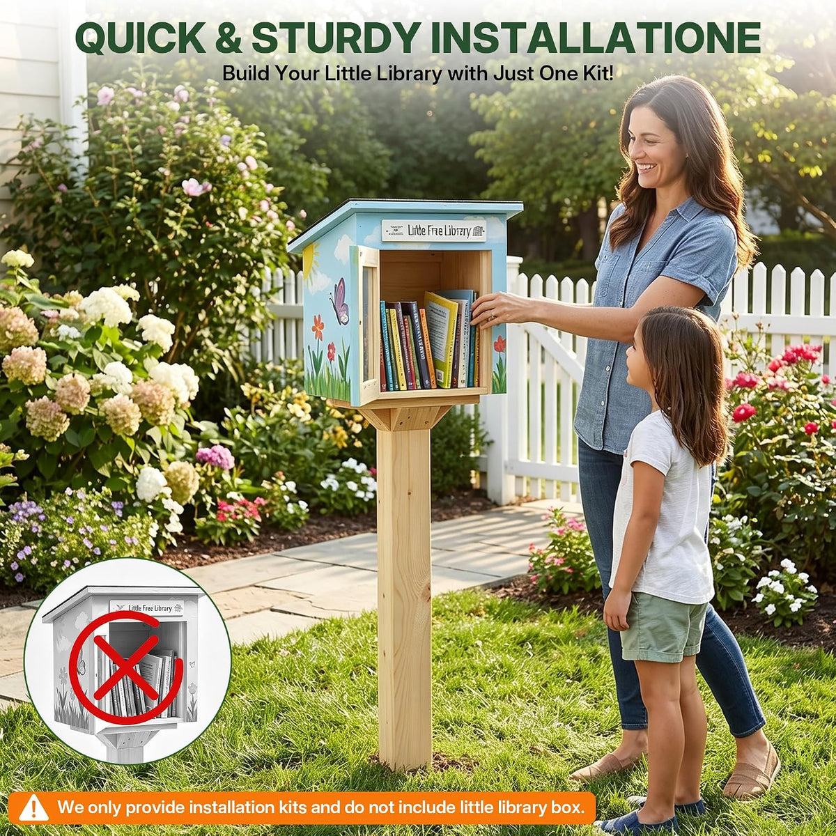 Little Library Mount with 3.5x3.5in Wood Post, Anchor Kit & Screws