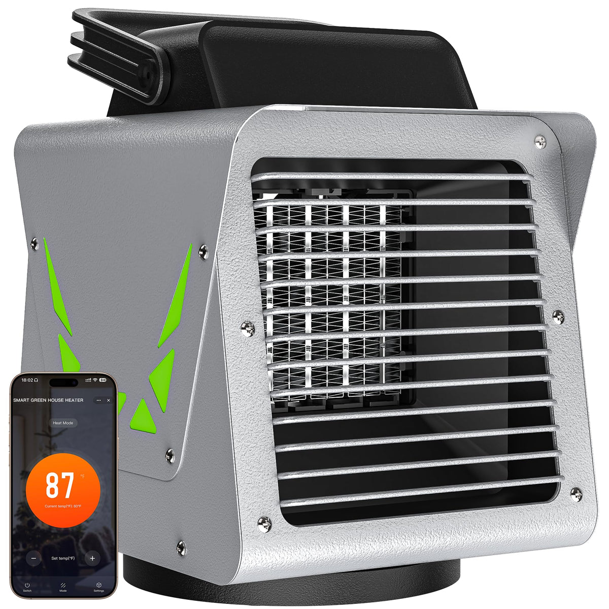 Kiroto 1500w Greenhouse Heater,with APP Remote Control, Portable Outdoor Winter Heater With Thermostat For Plants Vegetables Flowers,Smart Electric Safe Heater for Green house,Grow Tents,Garage