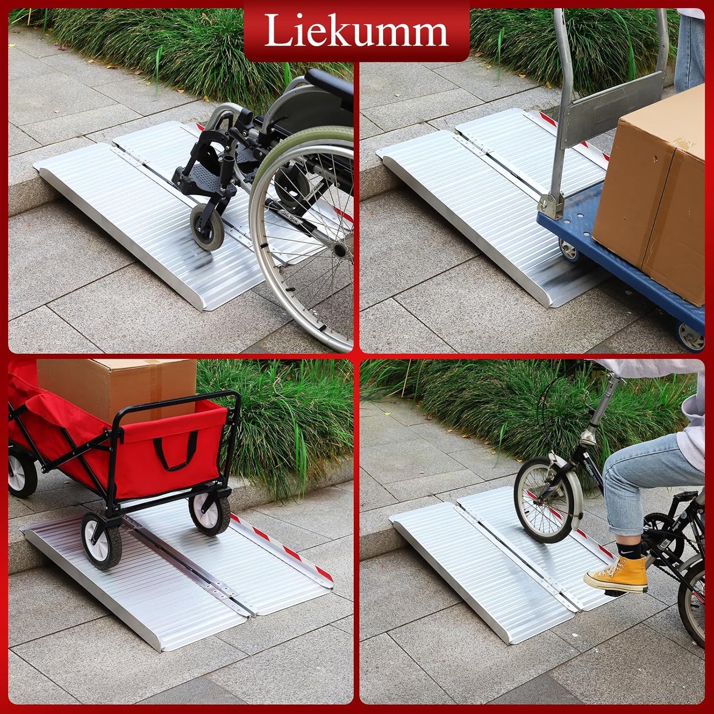 5ft Folding Wheelchair Ramp, Portable Handicap Ramp for 600LBS Capacity, Aluminum Ramps with Non-Slip, Threshold Ramp for Wheelchairs