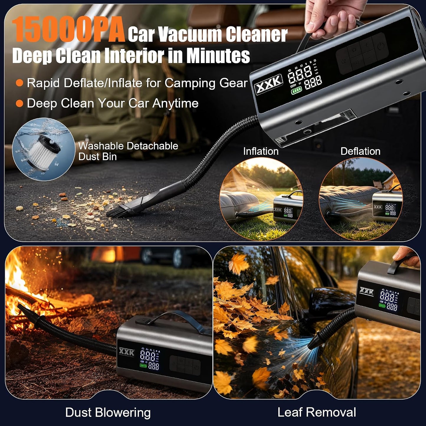 9000A Car Jump Starter with Air Compressor, Vacuum & 26800mAh Battery Pack