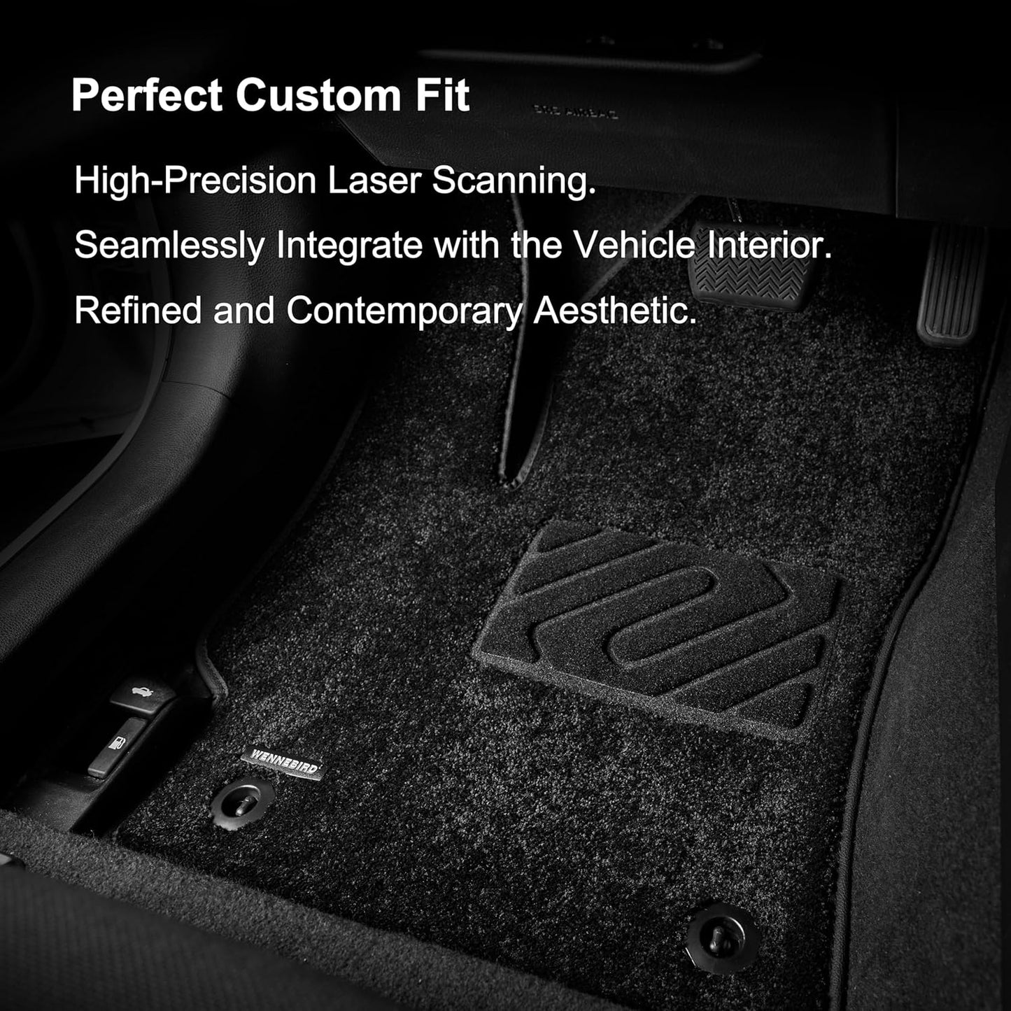 WENNEBIRD Carpet Floor Mats for Cadillac XTS 2013-2019, 3Pc | 0.6-Inch Ultra-Thick Plush Carpet, Noise-Reducing Comfort, Waterproof TPE Layer, Anti-Slip Backing