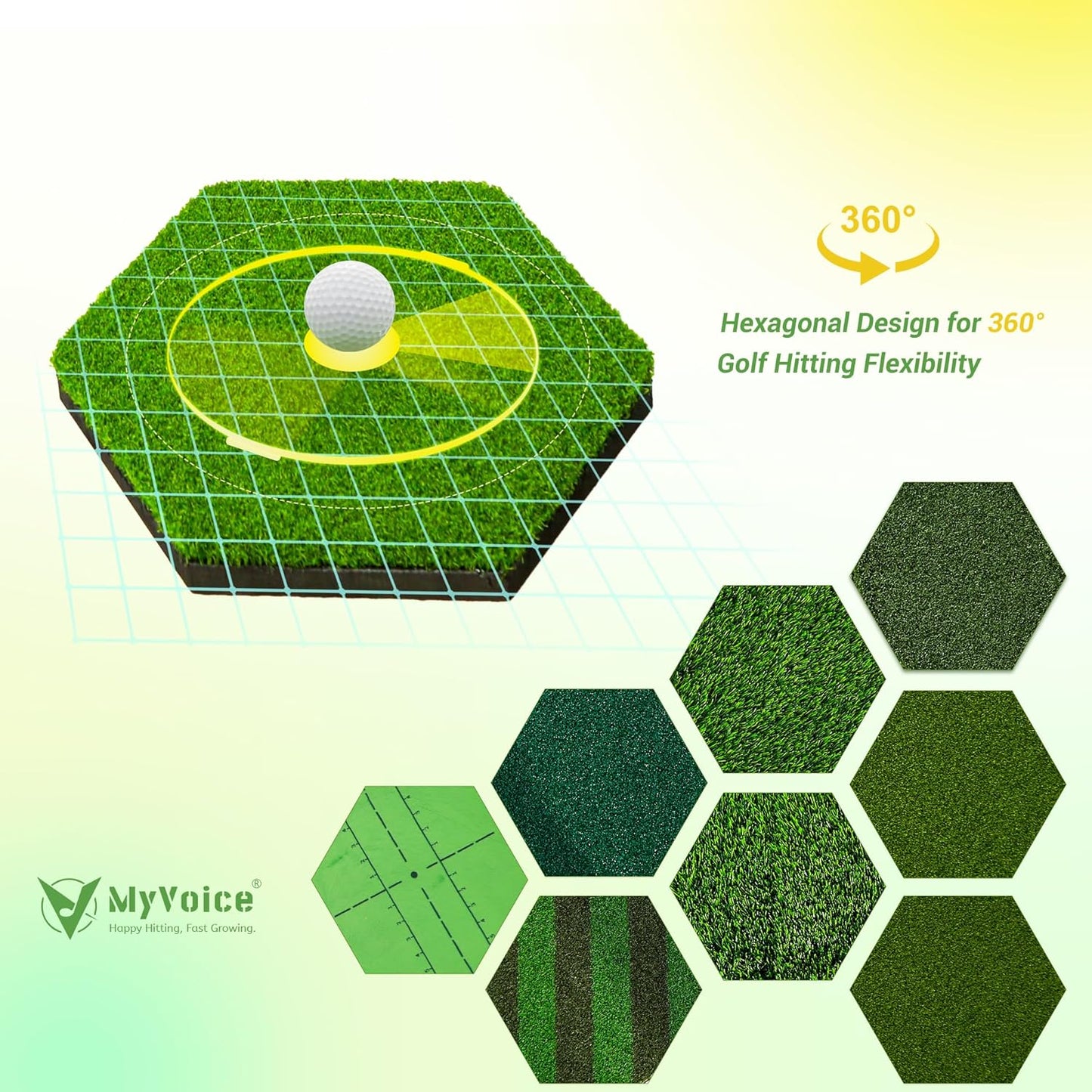 Golf Mat 8-in-1Versatile 5x4ft Golf Hitting Mat for Indoor/Outdoor Practice - 8 Insert Mats - Premium Turf with Enhanced Impact Resistance - Anti-Slip