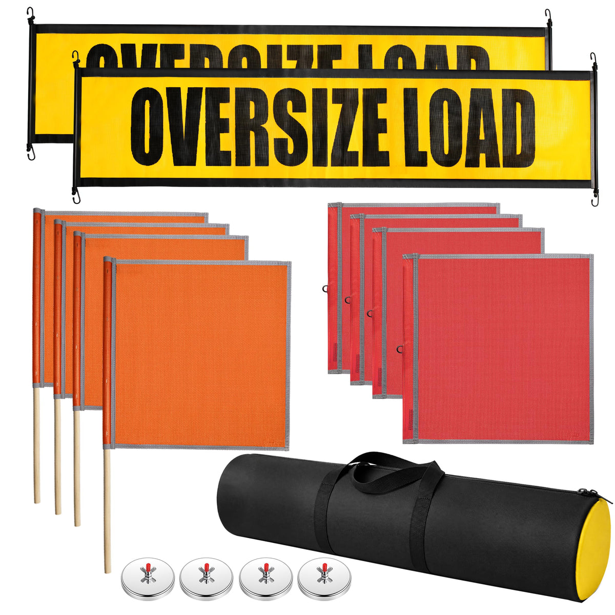 Oversize Load Sign Kit,2 Oversize Banners, 8 Safety flags,4 Magnets. B-10-Piece Set
