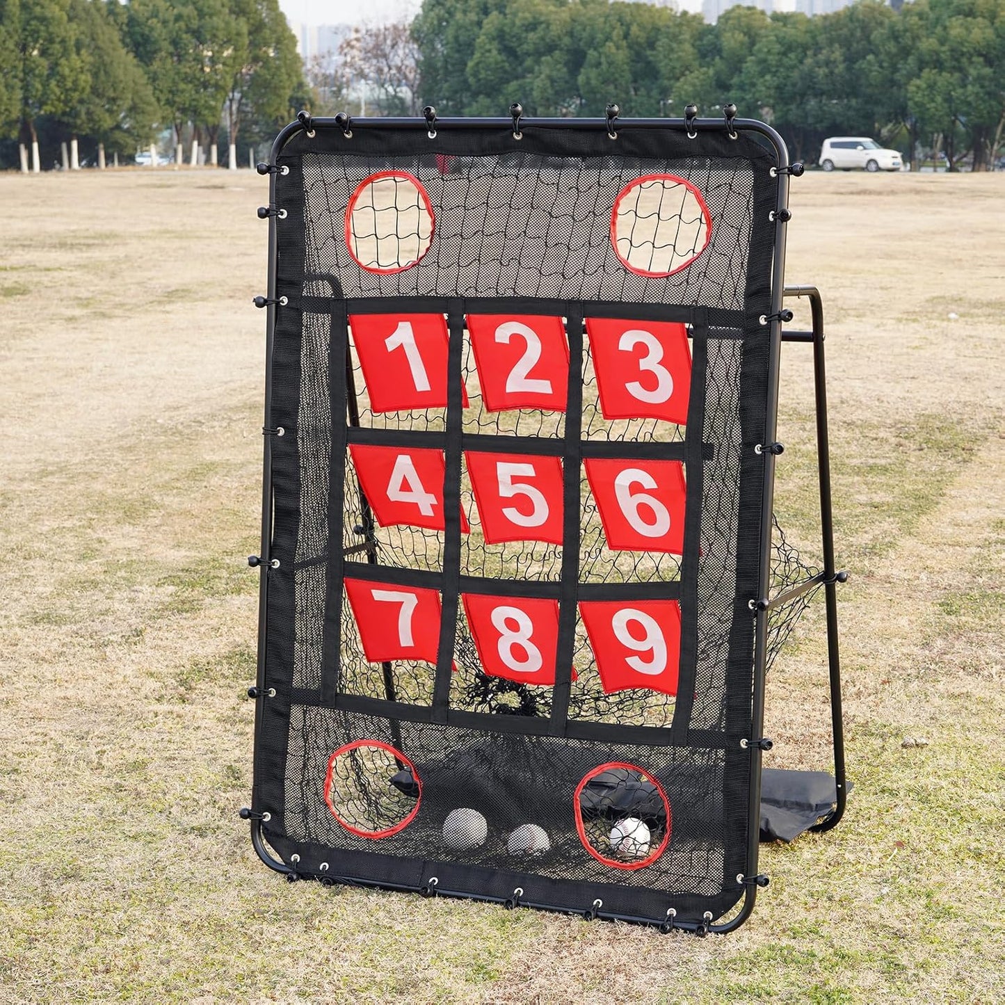 Baseball Pitching Net with Strike Zone, Portable Baseball Softball Net for Batting Pitching Hitting