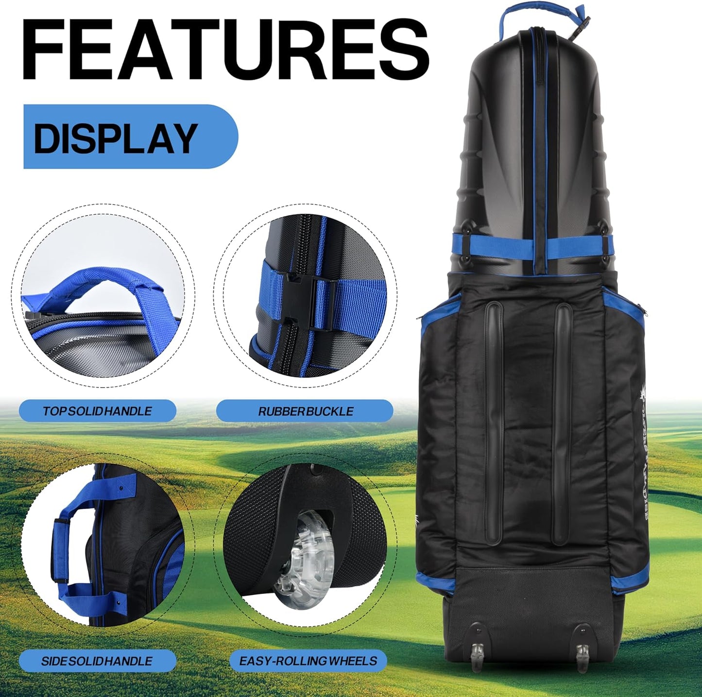 Hard Case Golf Travel Bag - Golf Travel Bag with Wheels & ABS Hard Case Top for Airlines with Password Lock, Easy to Maneuver