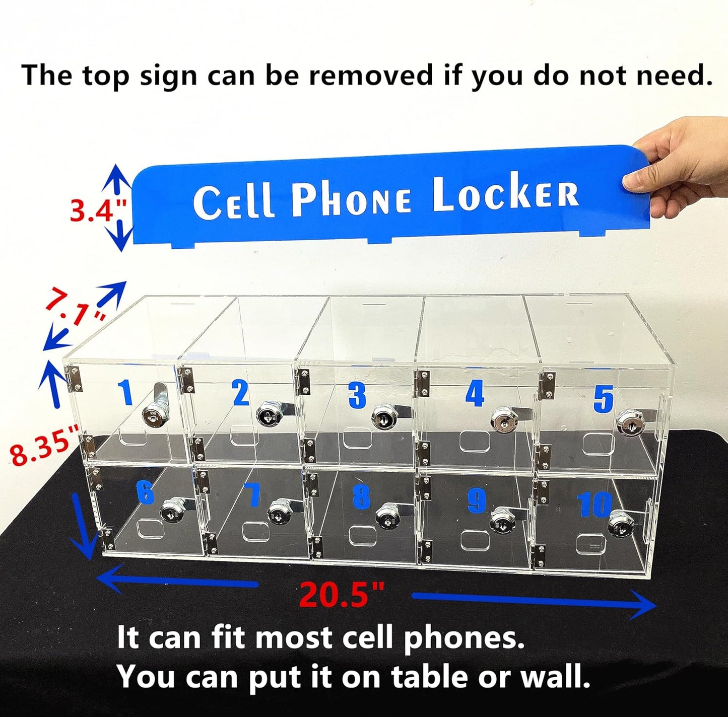 Classroom Cell Phone Holder for Students -Phone Jail with Metal Hinges-Secure Cell Phone Lock Box with Lock - Perfect for Office Classroom Use