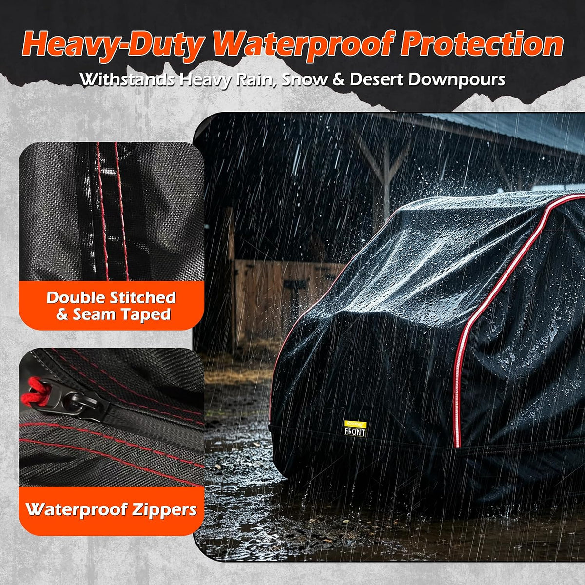 Full Enclosed UTV Cover, 420D Oxford with 600D Reinforced Bottom, Waterproof All-Weather Storage Cover for Most 4-6 Seat Mid-to-Large UTVs, 165"x83"x81"