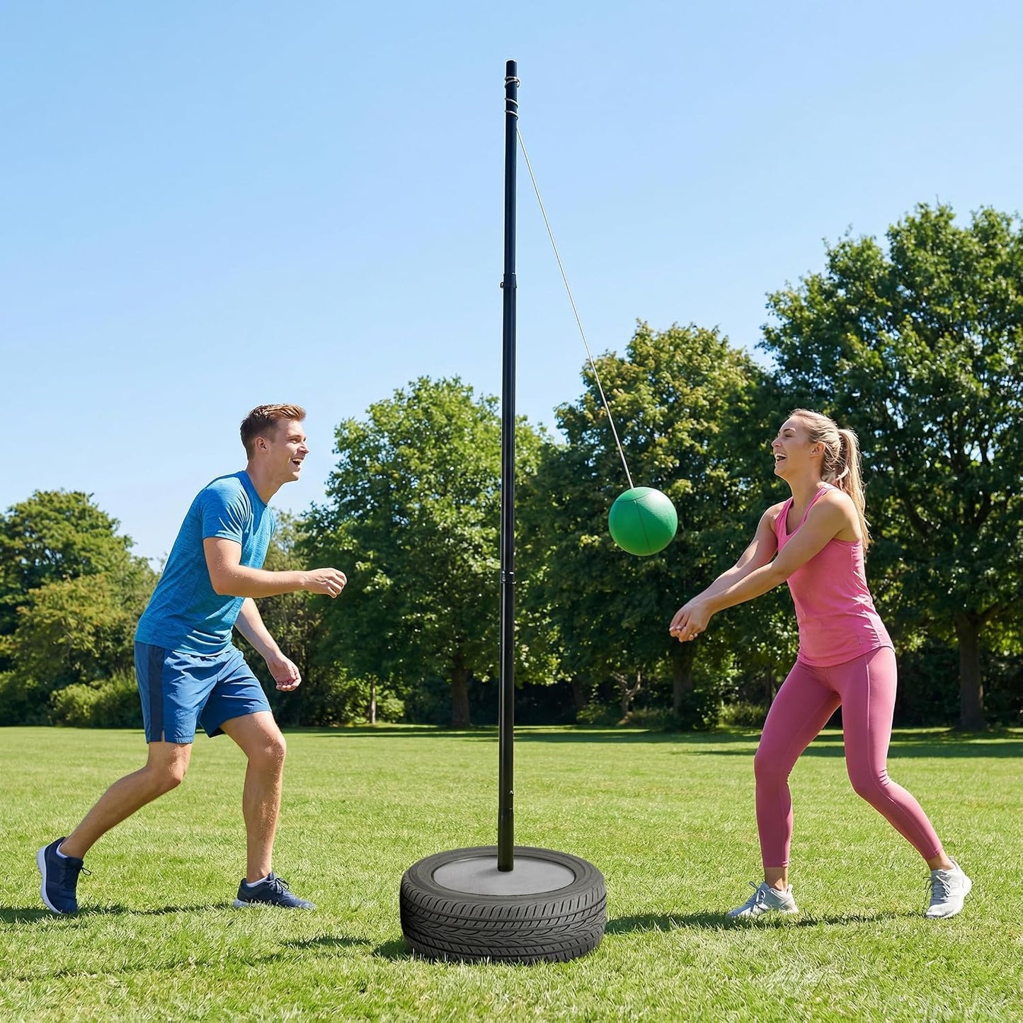MR Tetherball Set,Tetherball Ball and Rope Set with Pole 10.43ft Height Heavy Duty，Backyard for Outdoor Games and Lawn Games