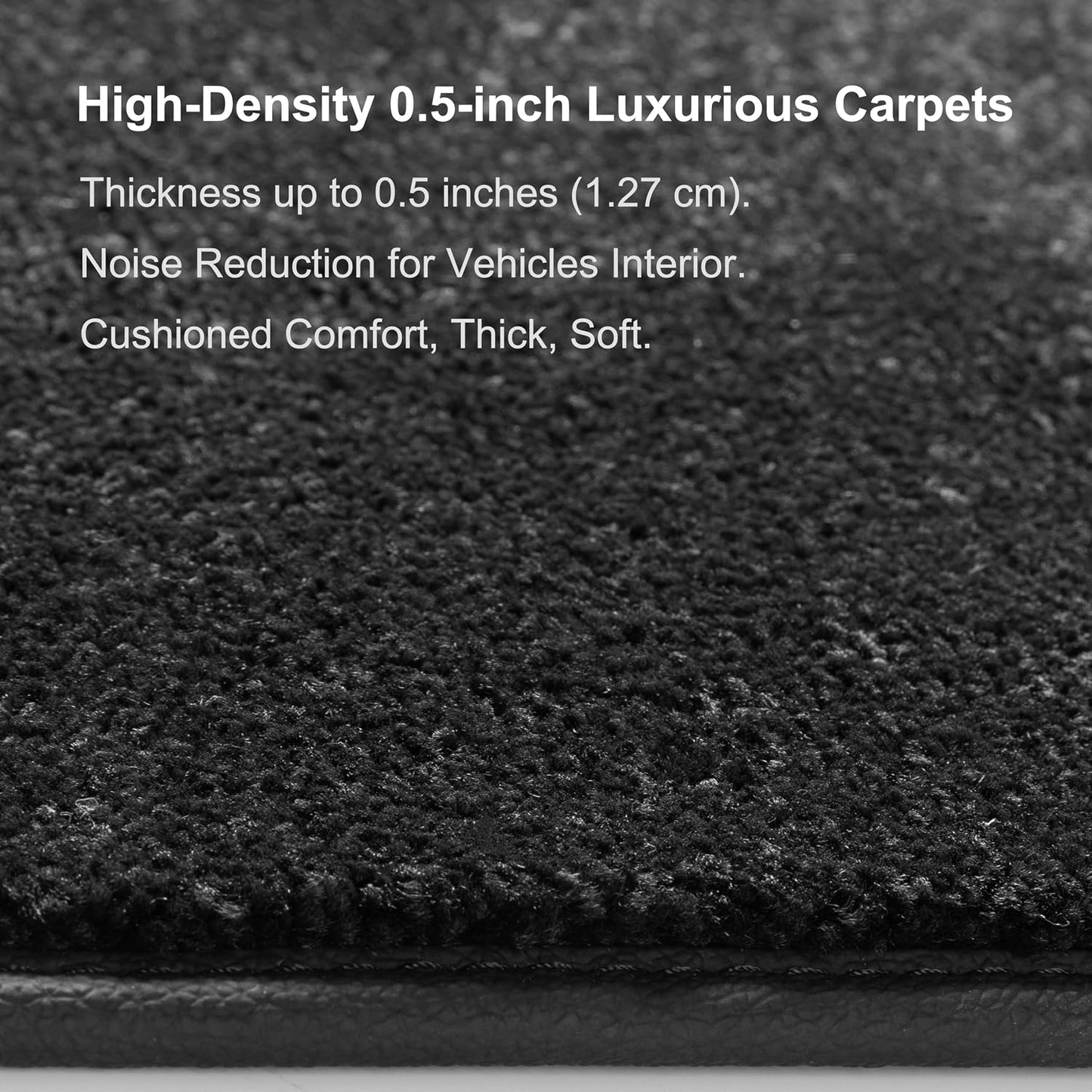 WENNEBIRD Carpet Floor Mats for Cadillac XTS 2013-2019, 3Pc | 0.6-Inch Ultra-Thick Plush Carpet, Noise-Reducing Comfort, Waterproof TPE Layer, Anti-Slip Backing
