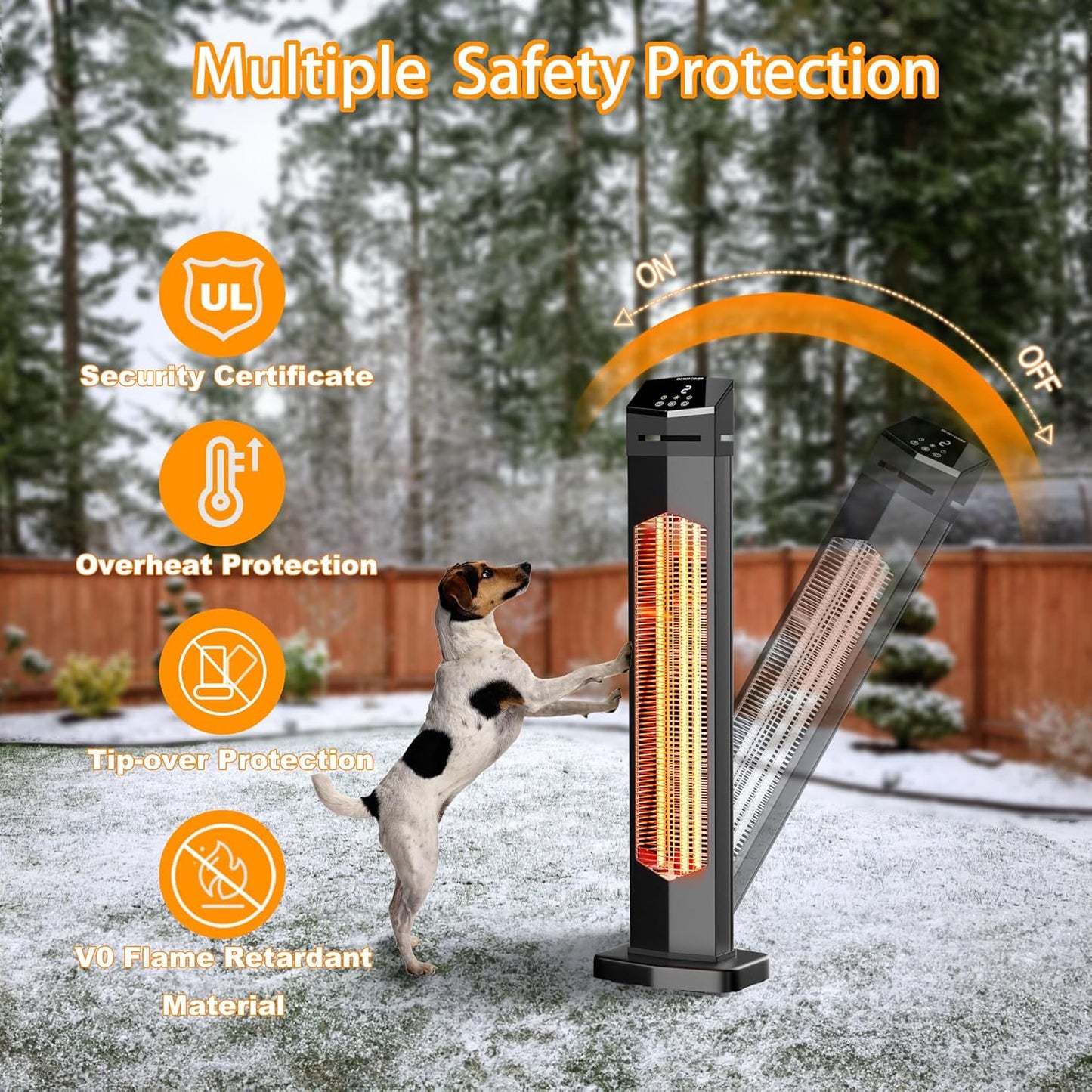 Patio Heater for Outdoor Use, 1500W Electric Space Heater Indoor, Portable Infrared Heater with Remote, 12H Timer, Waterproof, Tower Heater for Room,