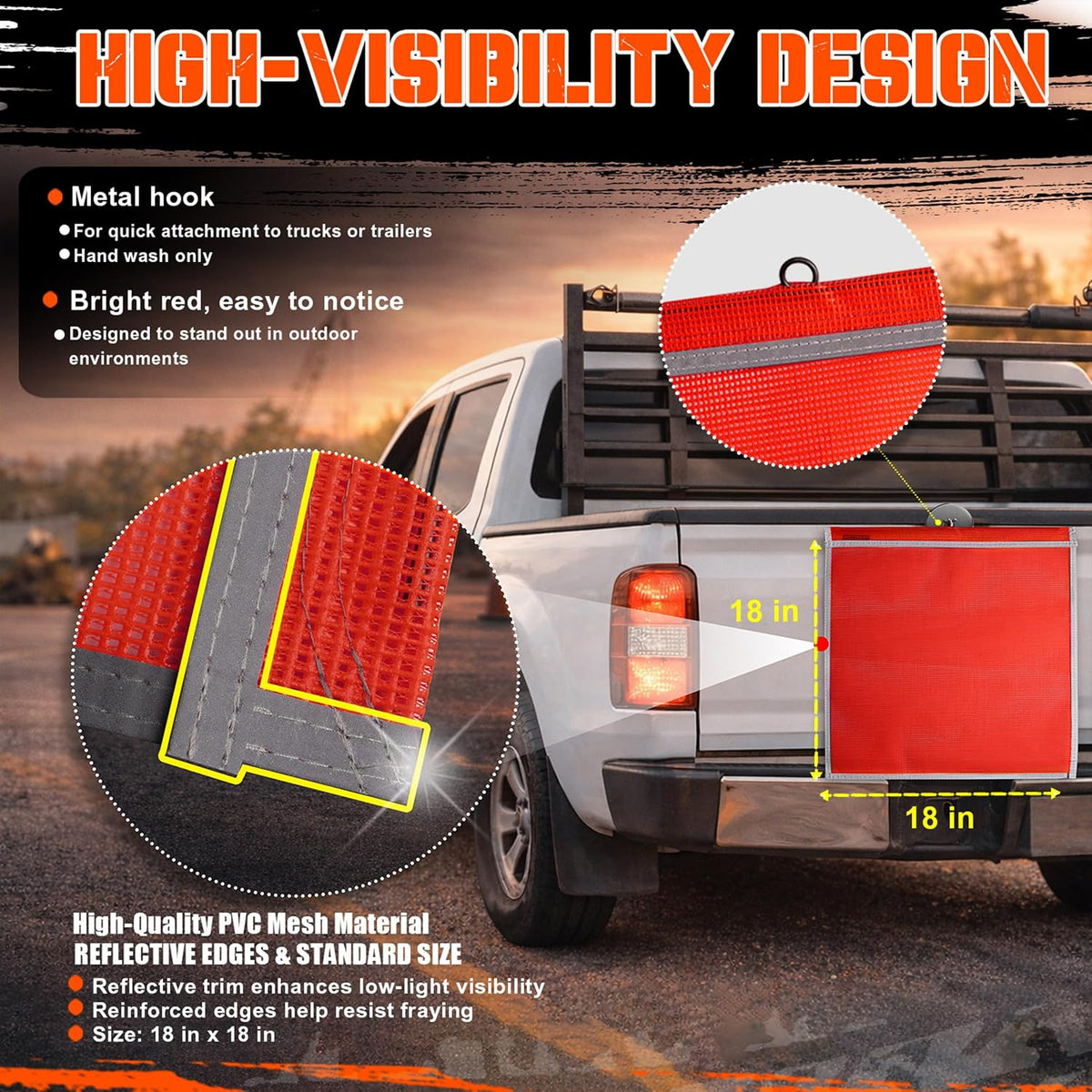 Oversize Load Sign Kit,2 Oversize Banners, 8 Safety flags,4 Magnets. B-10-Piece Set