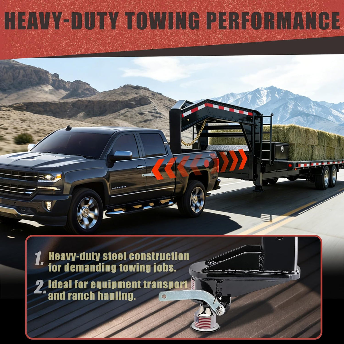 30K Adjustable 8 Inch Offset Gooseneck Trailer Coupler Square