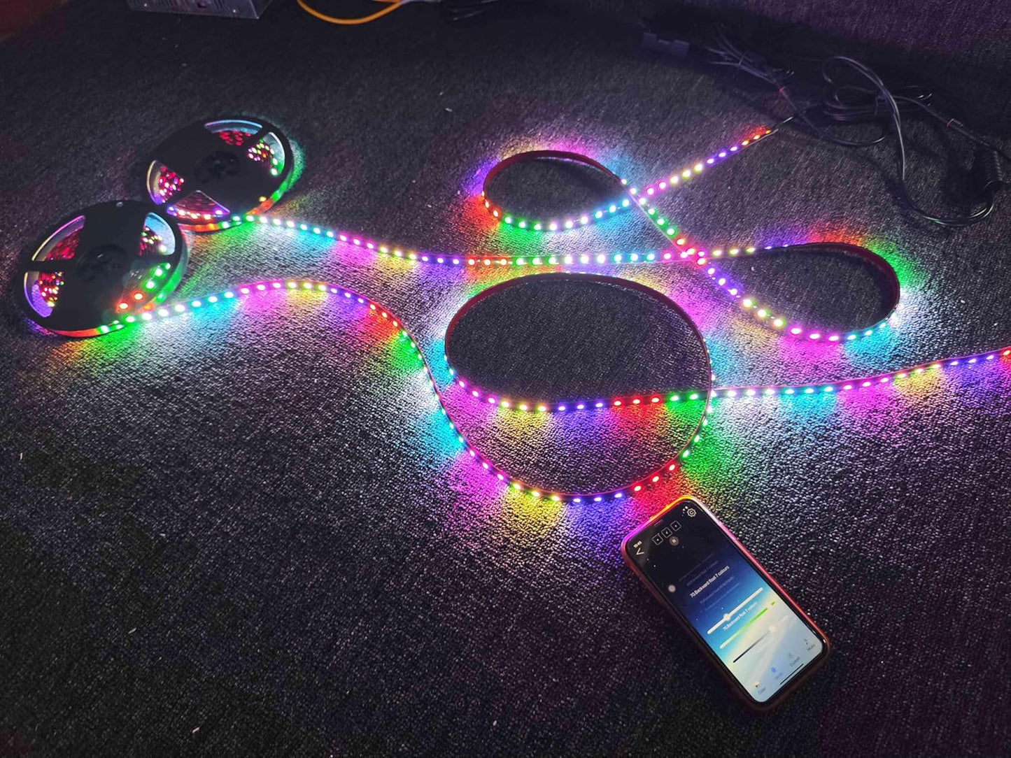 Vehicle Lighting, 6PCS 4FT 48" 1.2Meters Single Row Tinted, Multi-Color LED Addressable Light Strips APP Remote for Car Truck Underbody Fender Grill Slingshot Rear Lighting
