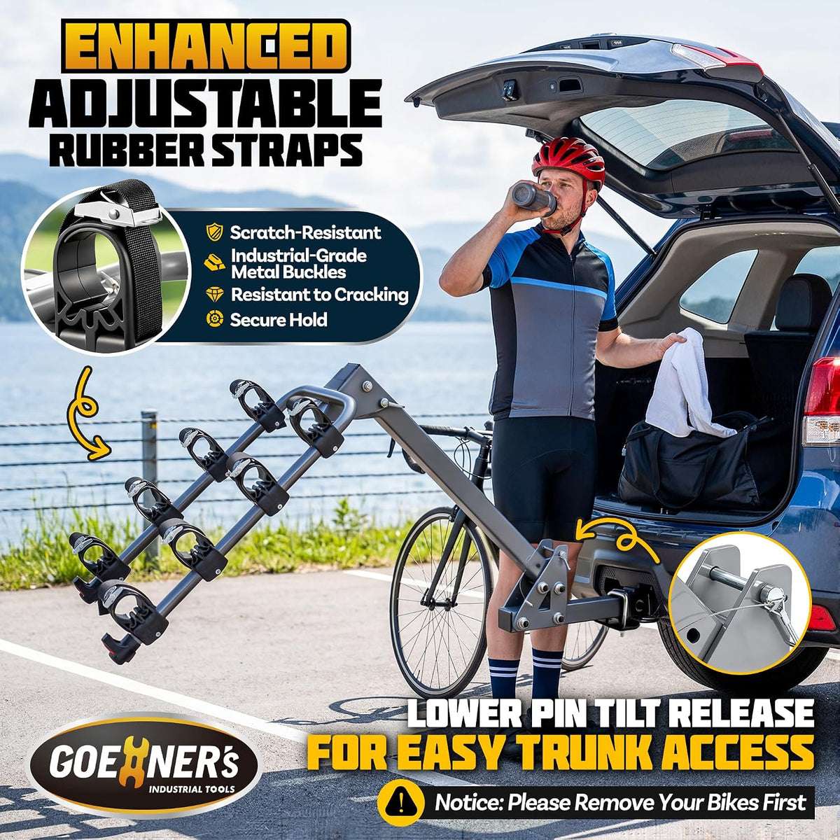 Upgrade Hitch Bike Rack Mount 4 Bikes for 2'' Receiver 240 LBS