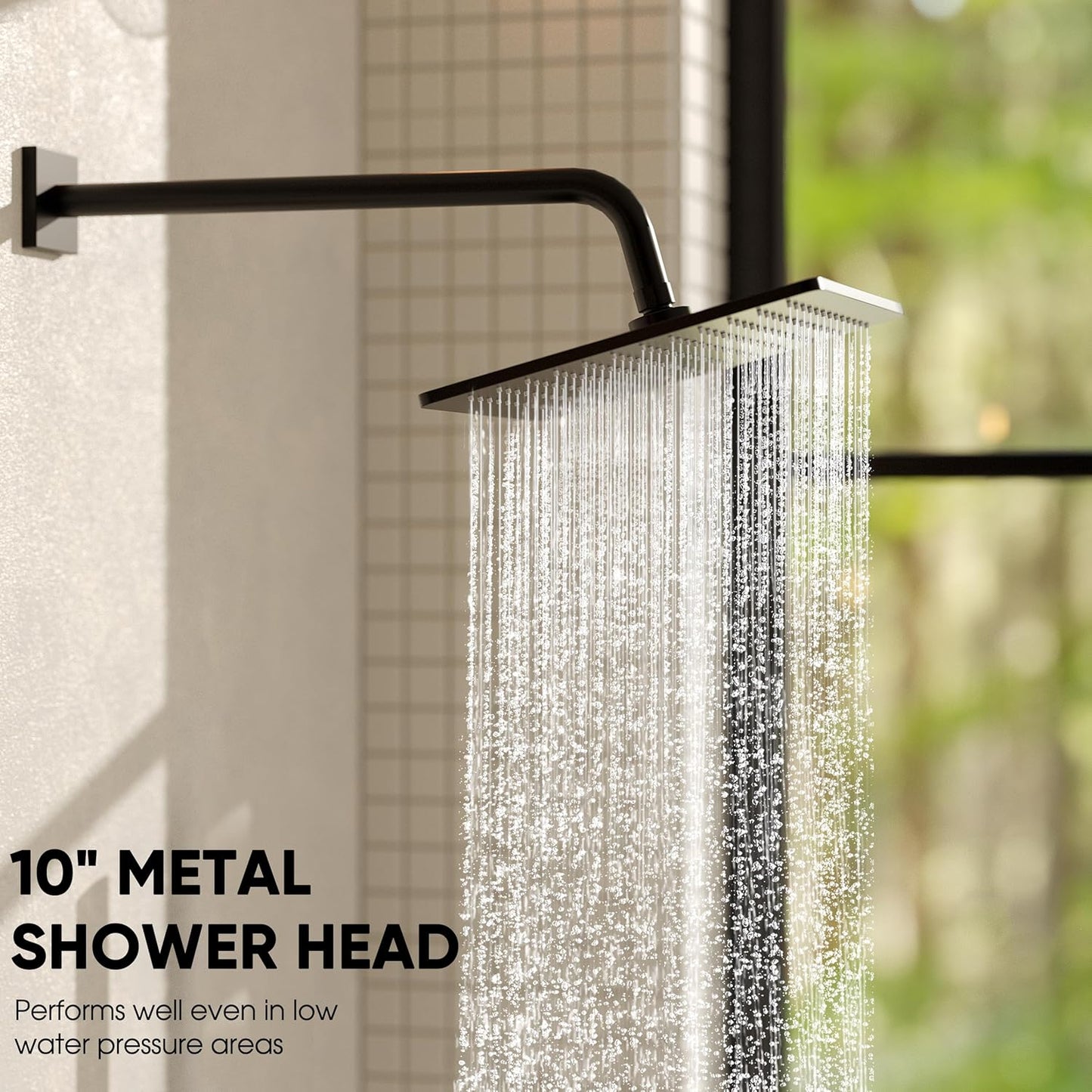 Esnbia Thermostatic Bathtub Shower Faucet Set, All Metal Tub Shower System with 3 Way Shower Valve, 10 Inches Rain Shower