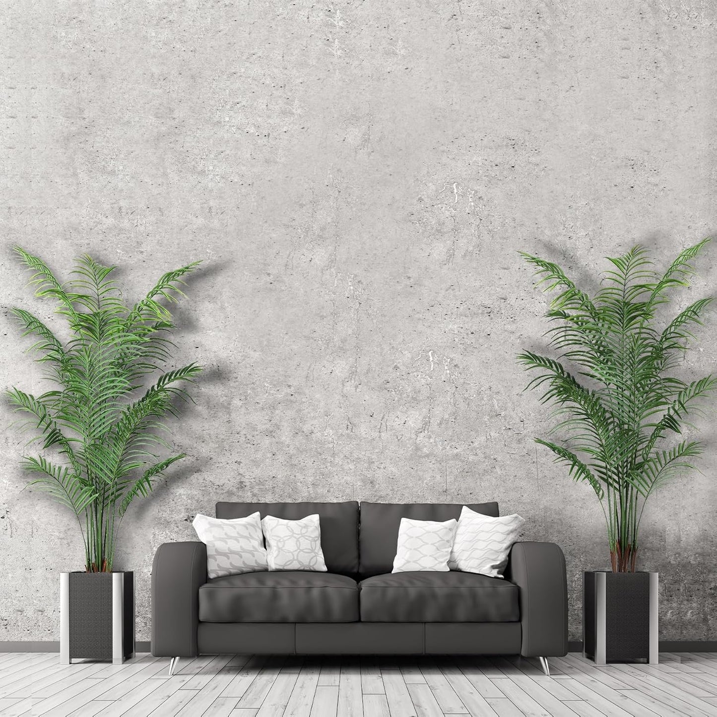 Artificial Areca Palm Plant 5ft Fake Palm Tree with 15 Leaves Set of 2 Pre-Potted Fake Palm Trees for Indoor Outdoor House Home Office Housewarming