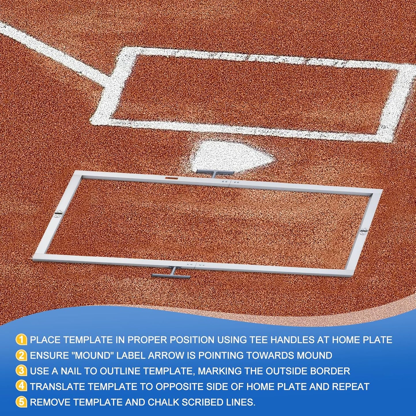 Batter's Box Template, Aluminum, Foldable, Heavy-Duty, for Baseball and Softball Field, Coaching Accessory 4 x 6 Feet