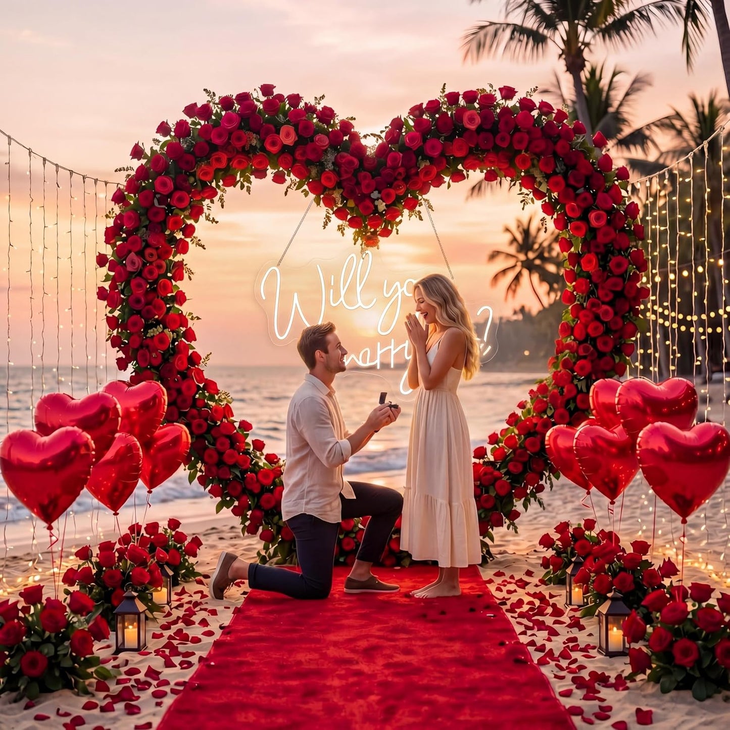Will You Marry Me Neon Sign 31" x 20.9" LED Light Up Letters | Acrylic Sign for Wedding Proposal Marriage, Engagement Party, Valentine's Day Wall Decor, Warm White Dimmable Neon Light Warm White 31" x 20.9"